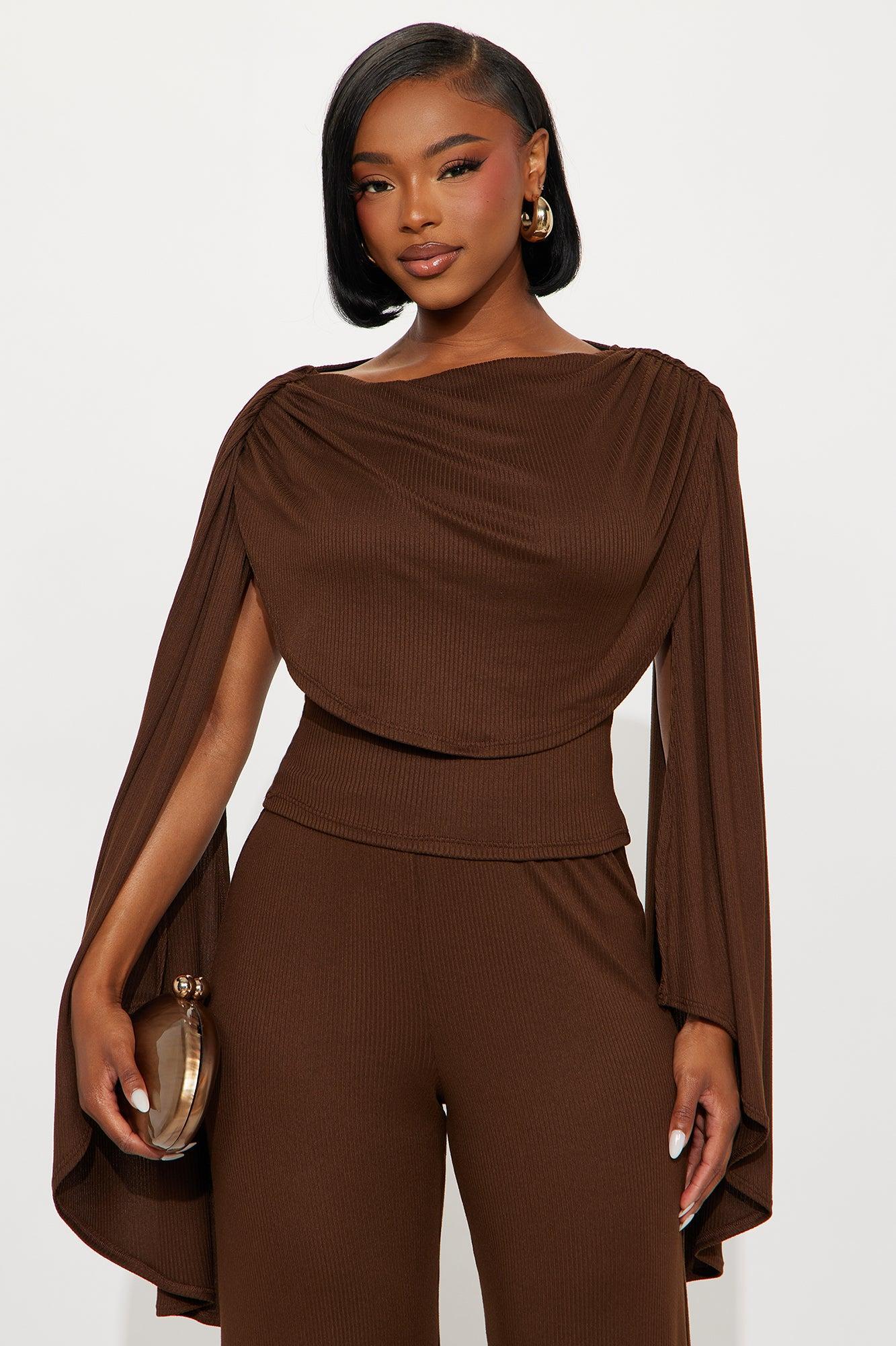 Everly Draped Pant Set - Chocolate Product Image