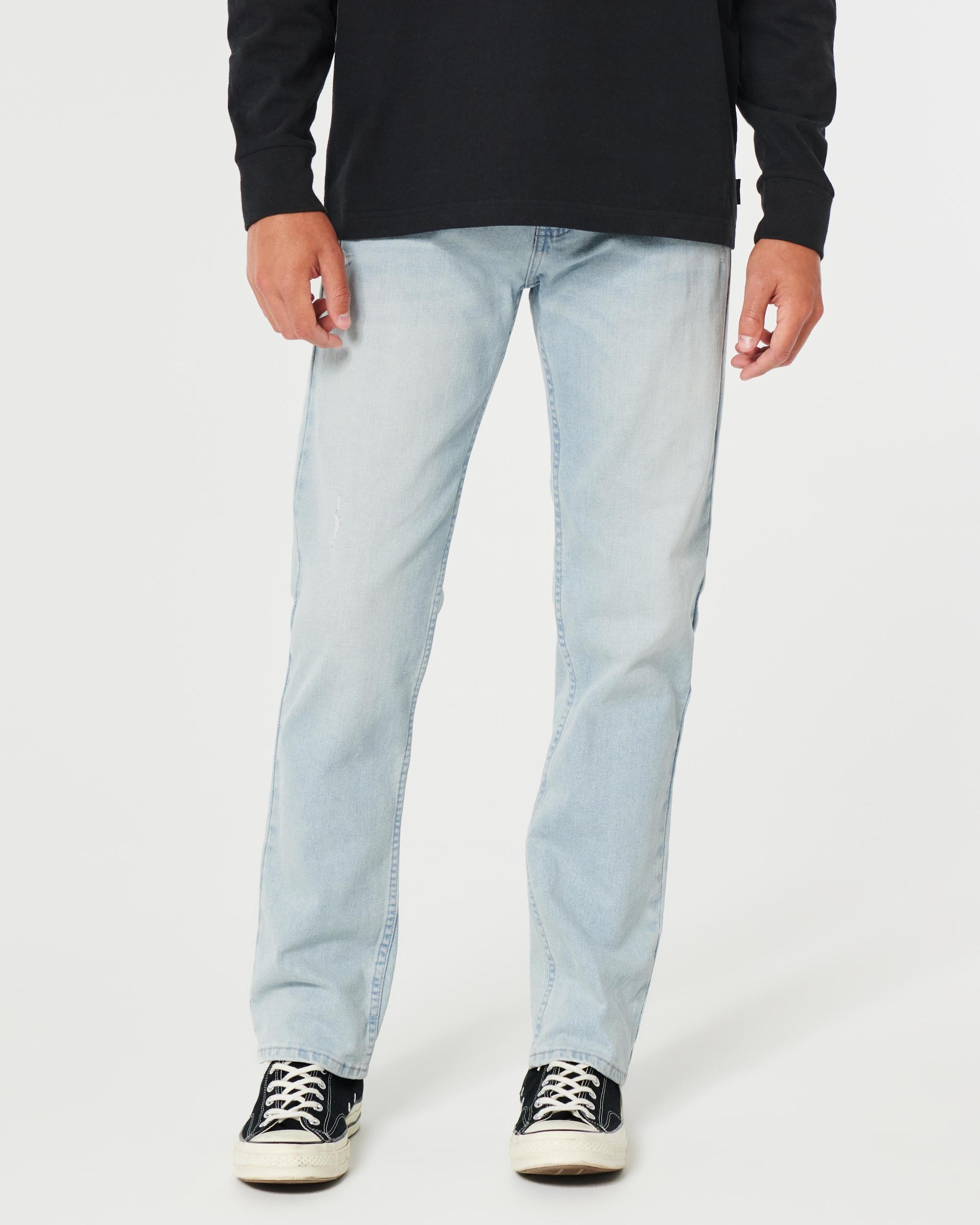 Distressed Light Wash Slim Straight Jeans Product Image