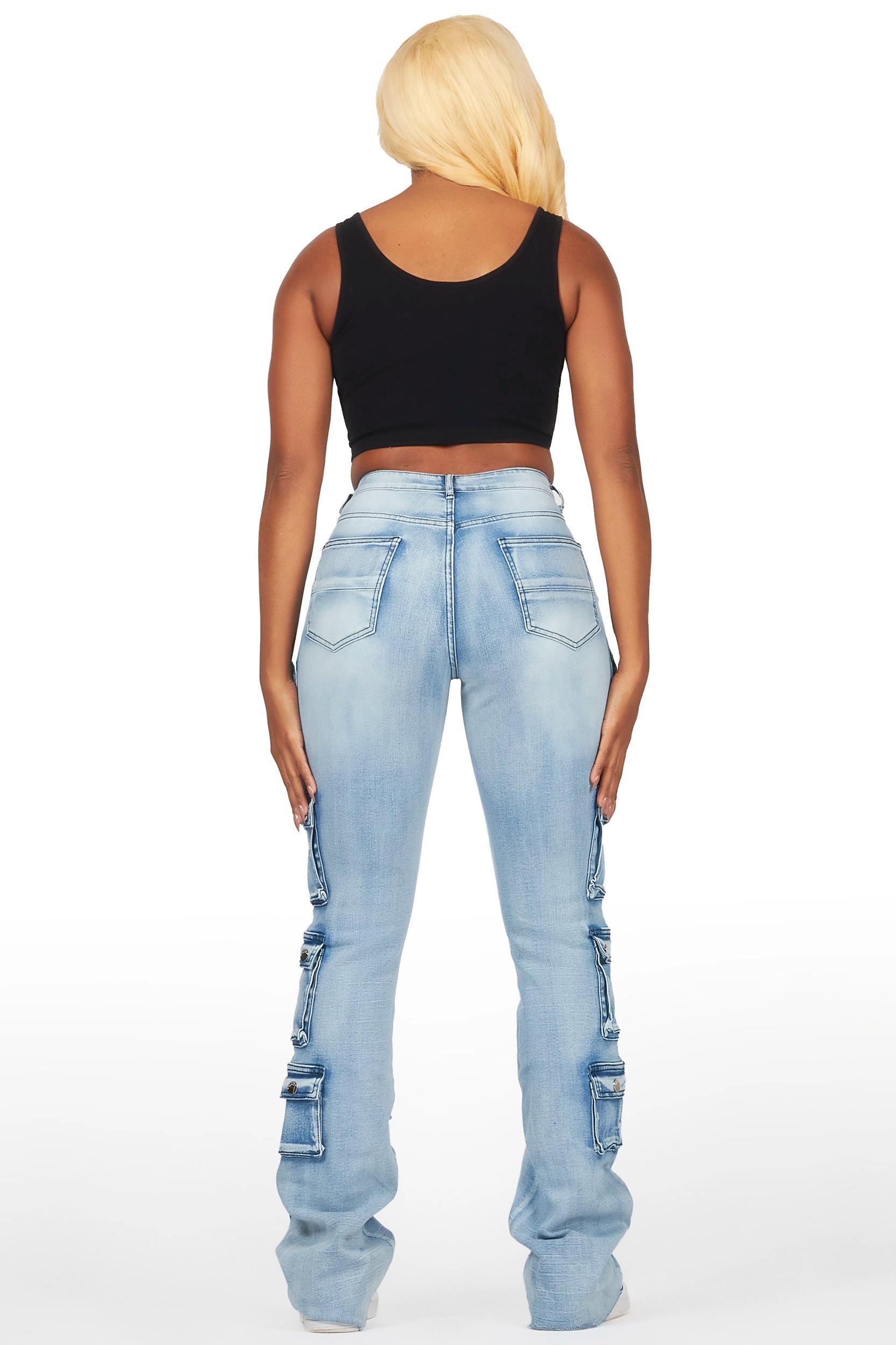 Octavie 2.0 Light Wash Cargo Stacked Flare Jean Female Product Image