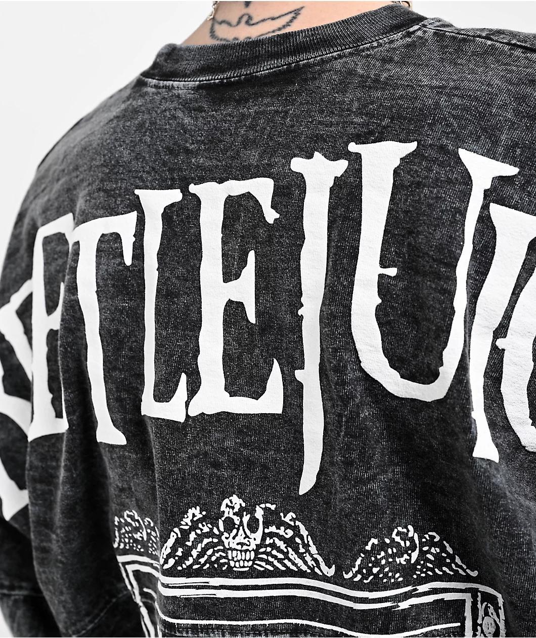 Spirit Jersey x Beetlejuice Black Mineral Wash Long Sleeve T-Shirt Product Image