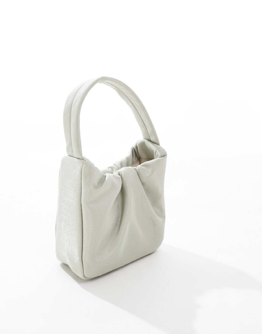 ASOS DESIGN grab bag with ruched front in silver Product Image