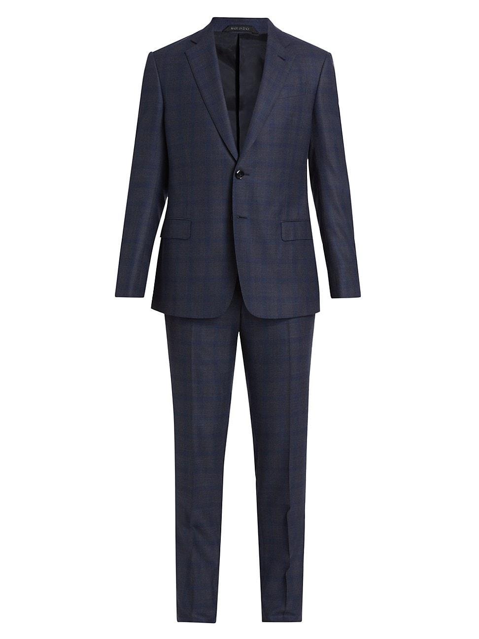 Mens Wool-Silk Shadow Plaid Suit Product Image