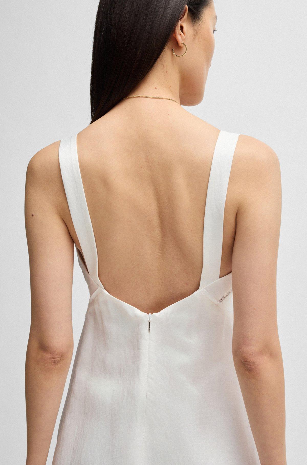 BOSS - Summery dress with wide straps and seaming detail - White Product Image