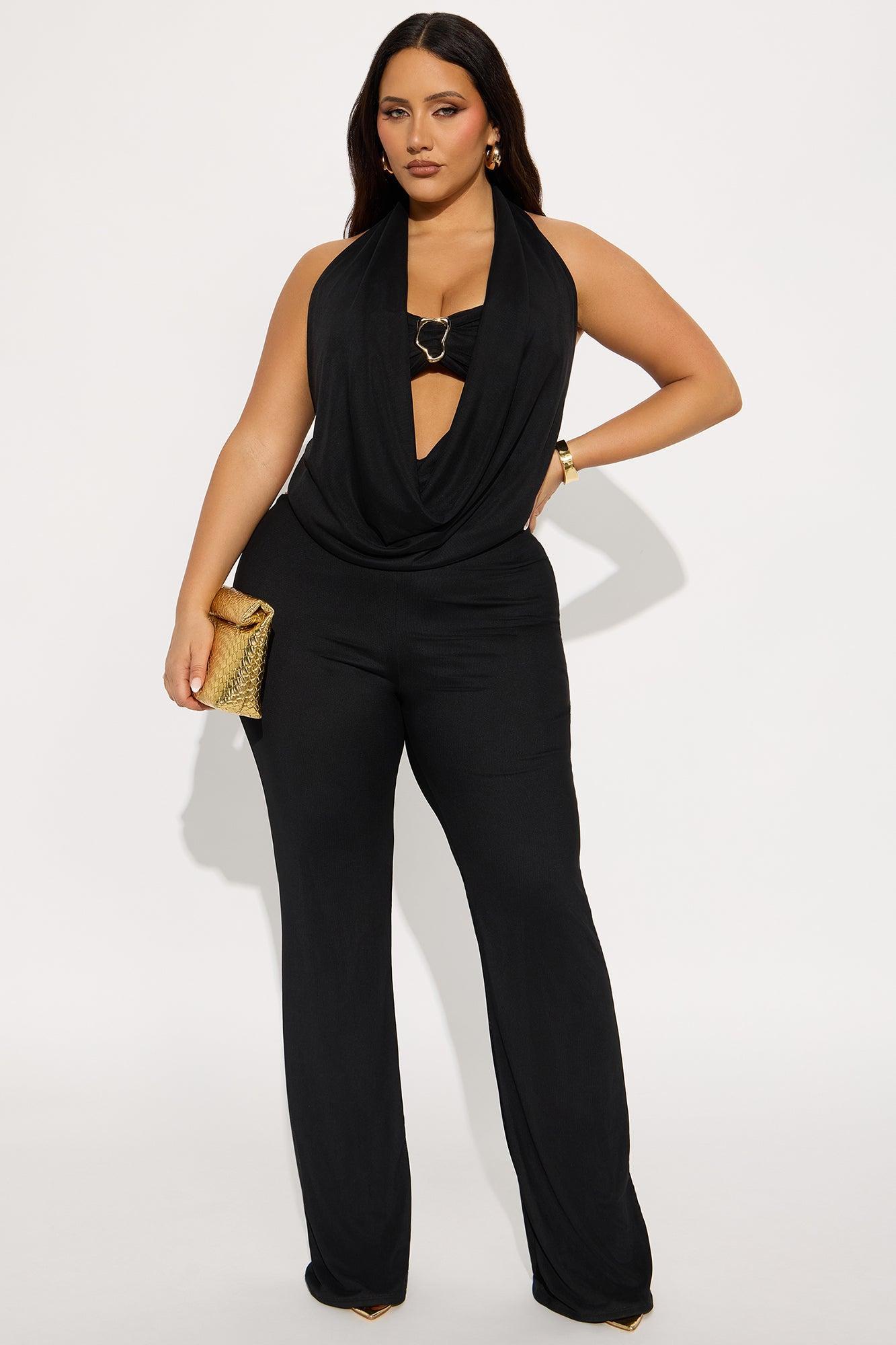 Stolen Glances Mesh Halter Jumpsuit - Black Product Image