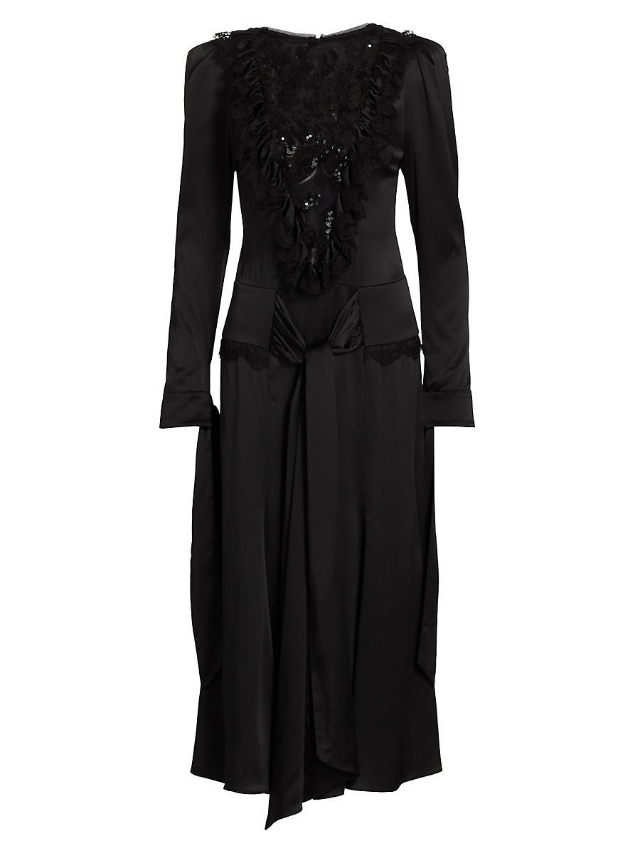 Womens Sequined Tulle Sash Midi-Dress Product Image