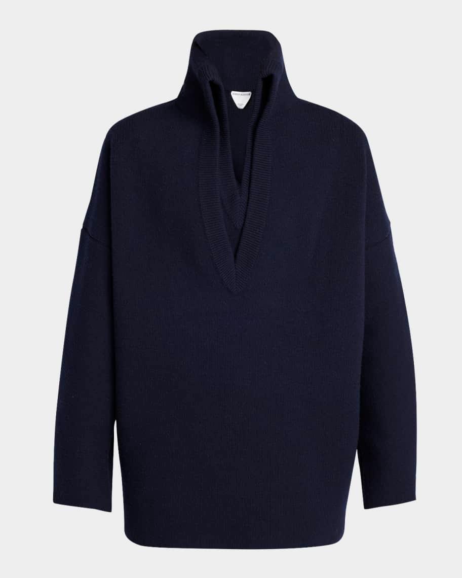 Mens Compact Wool Double V-Neck Sweater Product Image