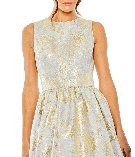 Mac Duggal Sleeveless Crew Neck High-Low Floral Print Gown Product Image
