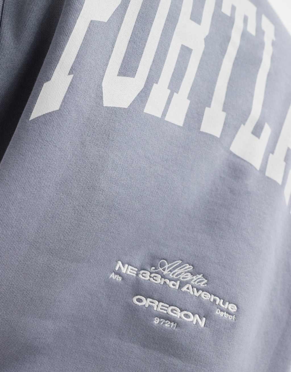 ASOS DESIGN oversized crew neck sweatshirt with back city print in gray  Product Image