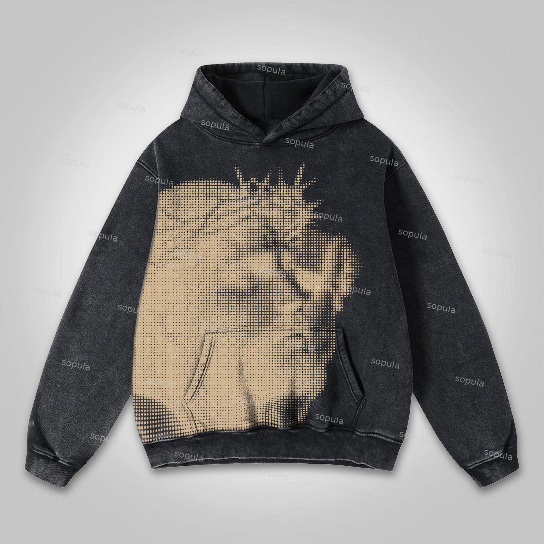 Sopula Jesus Outlet Printing Graphics Washed Distressed Hoodie Product Image