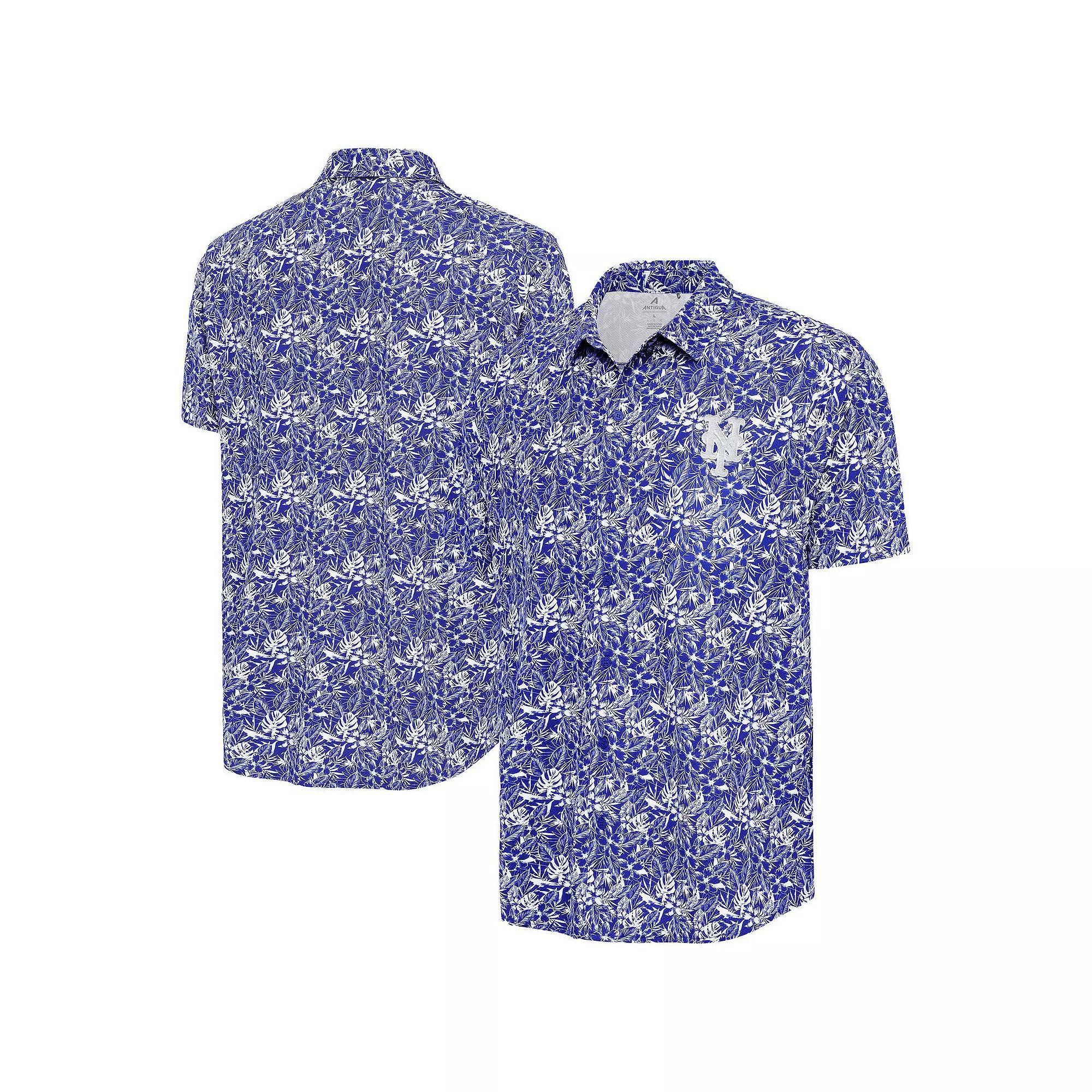 Men's Antigua Royal New York Mets Resort Button-Up Shirt, Size: XL, Blue Product Image
