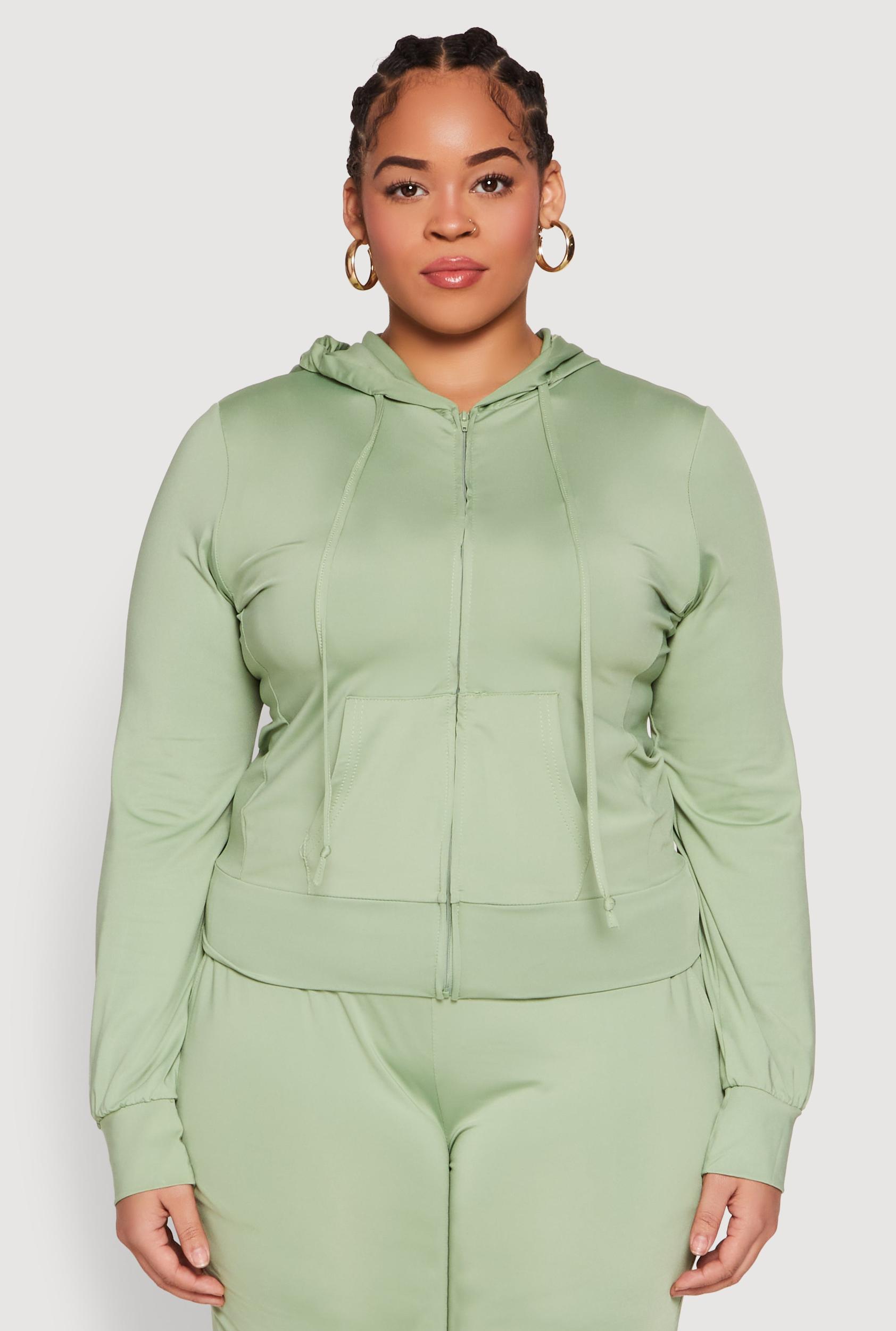 Womens Plus Size Daisy Zip Front Hooded Sweatshirt Product Image