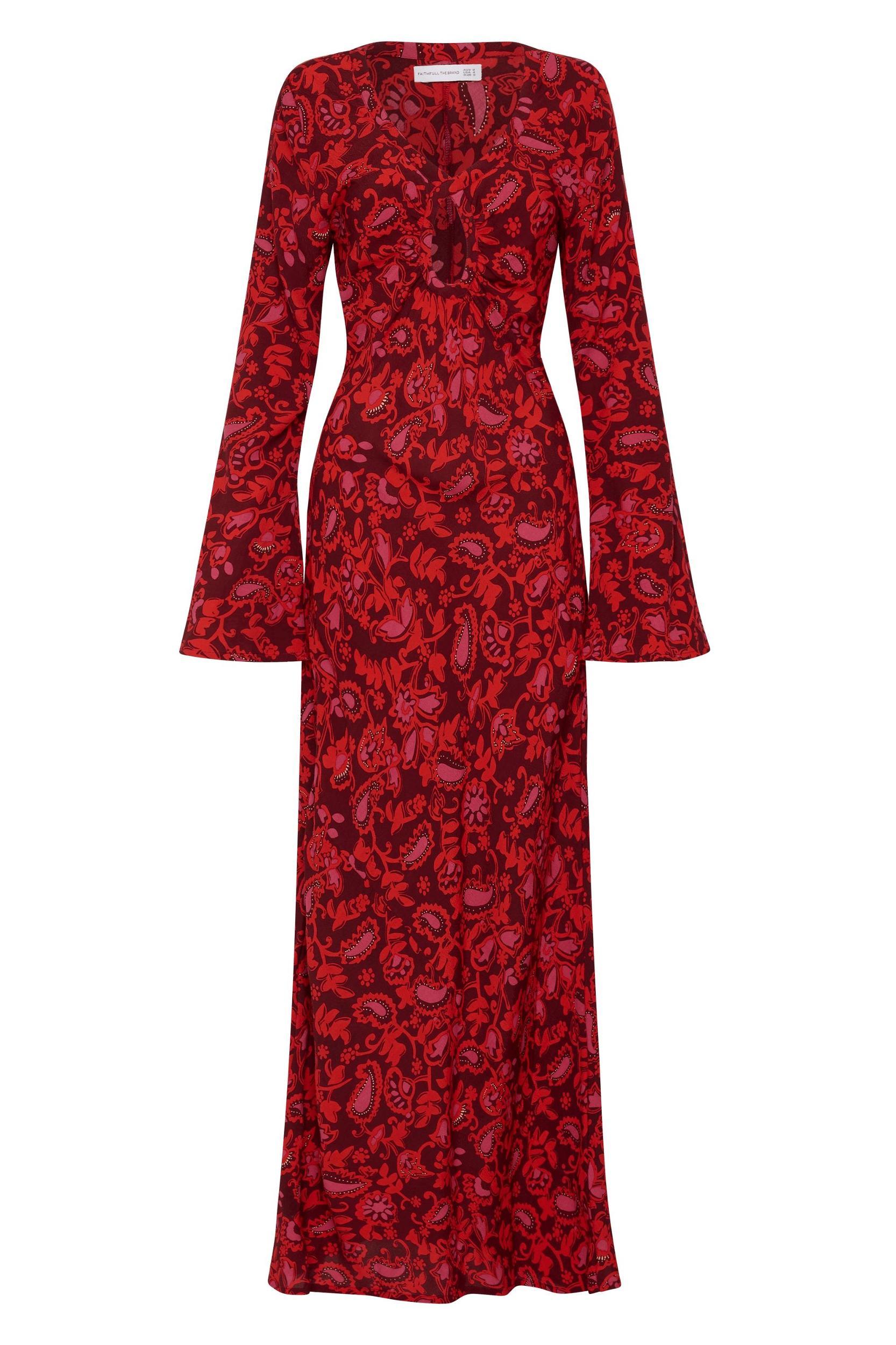 Santino Maxi Dress Selcetta Paisley Red - Final Sale Product Image