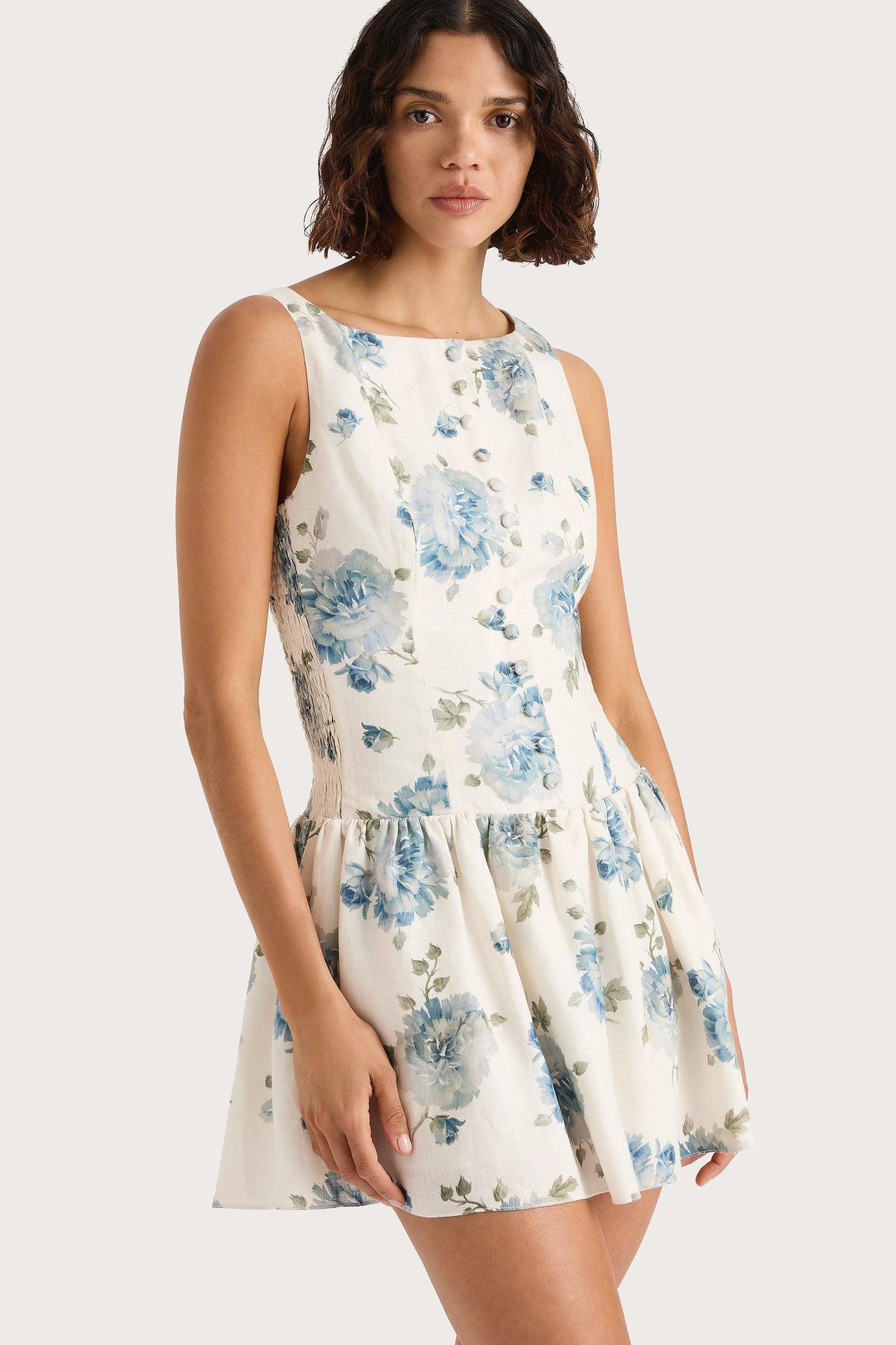 Blair Mini Dress Cecile Floral Pale Blue Product Image