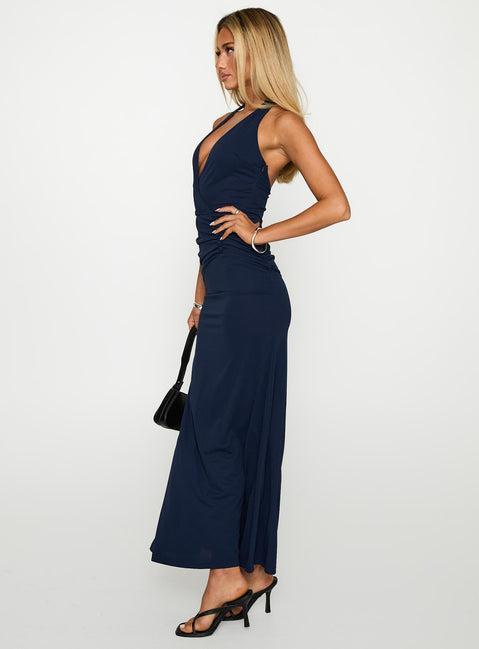 Casino Halter Maxi Navy Product Image