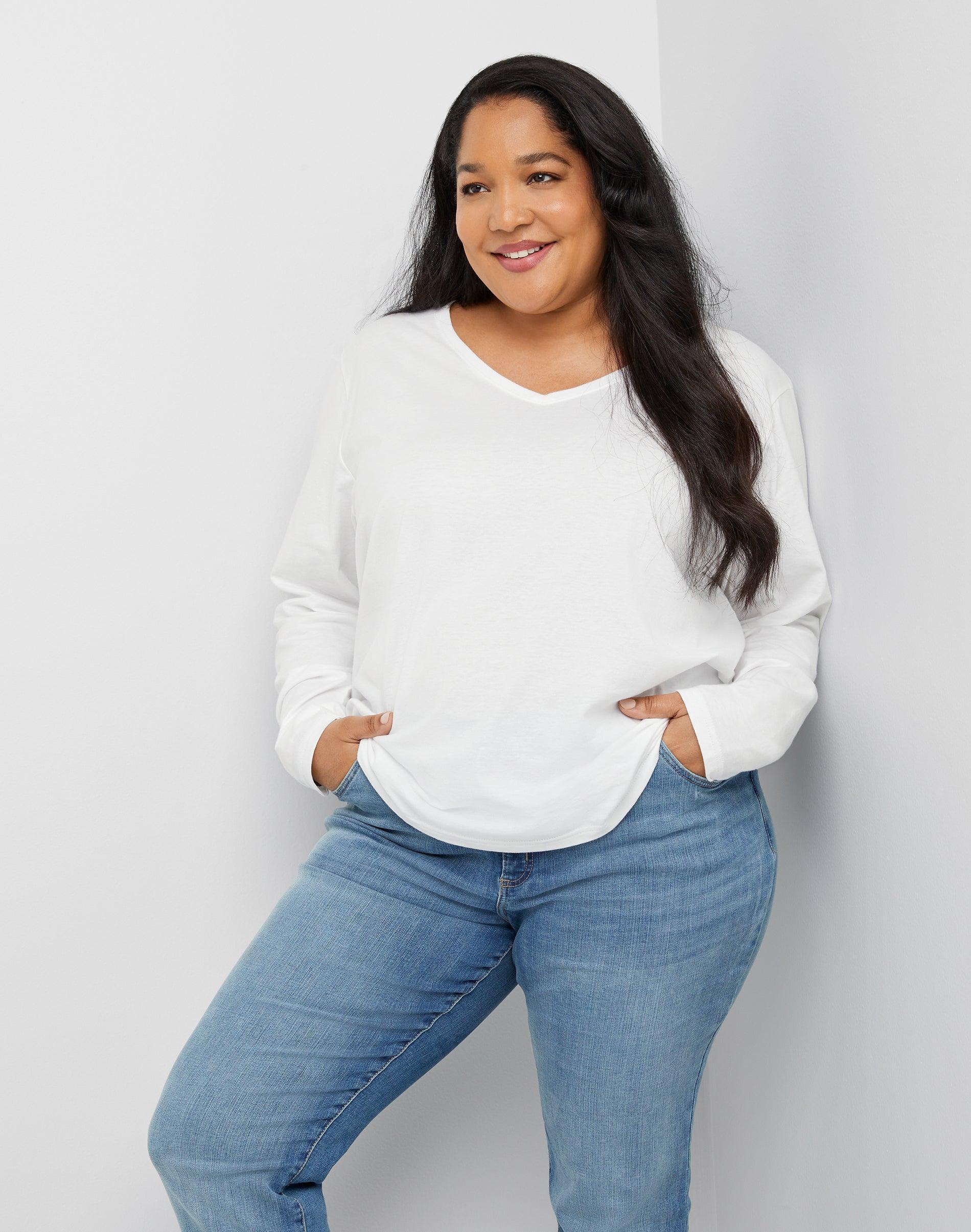 Hanes Womens Long Sleeve V-Neck Cotton T-Shirt (Plus Size) Allgood Gold 4X Product Image