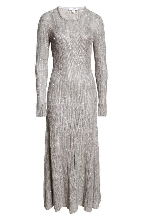 ALAÏA Sequin Long Sleeve Knit Dress In Gris/argent Product Image