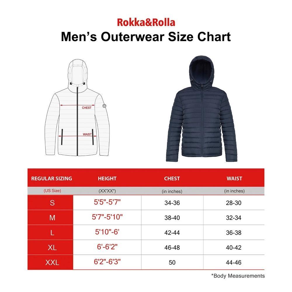 Rokka&Rolla Men's Midweight Puffer Jacket Hooded Coat-Navy, size Medium Product Image