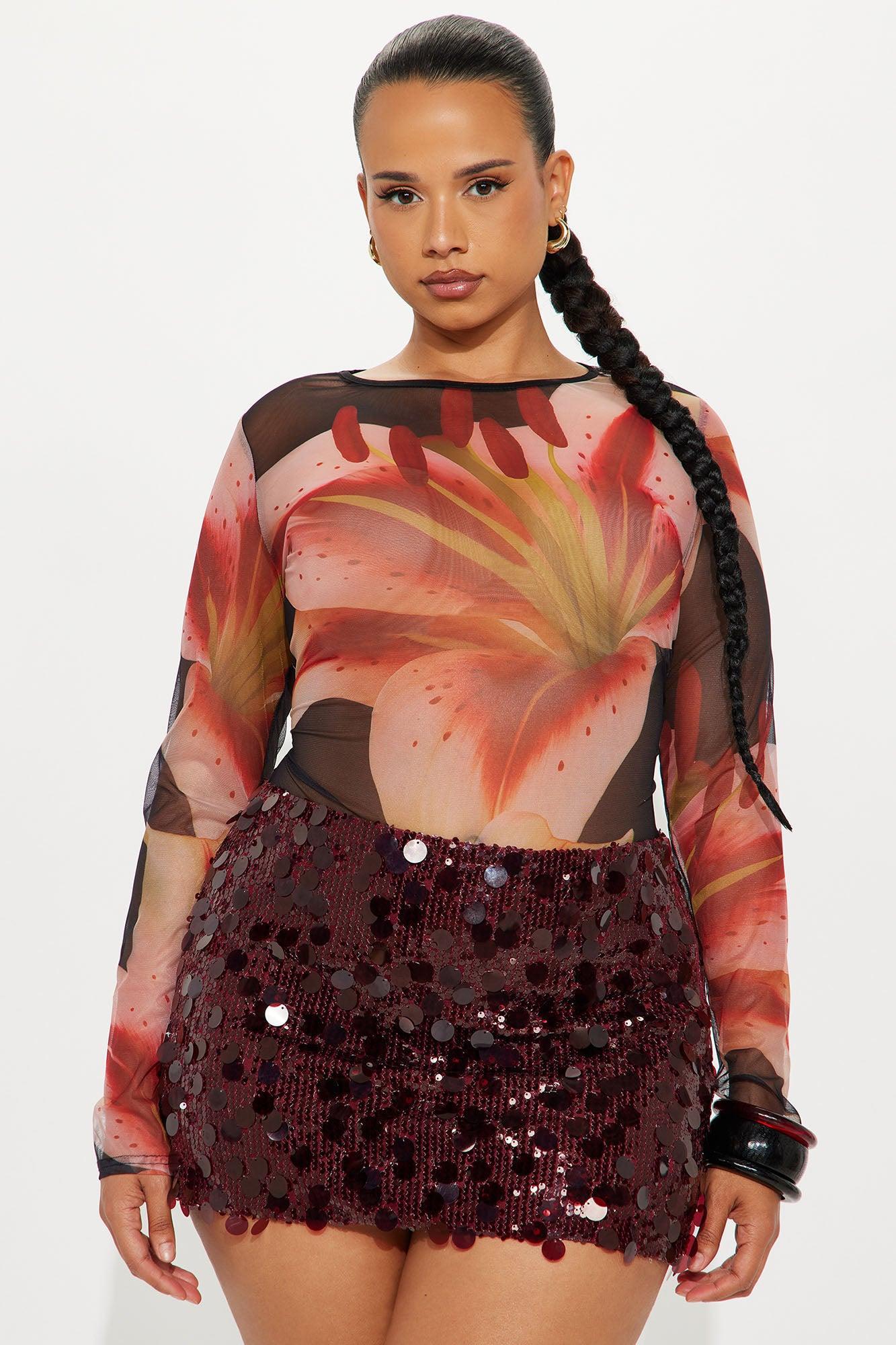 La Flora Mesh Bodysuit - Black/combo Product Image