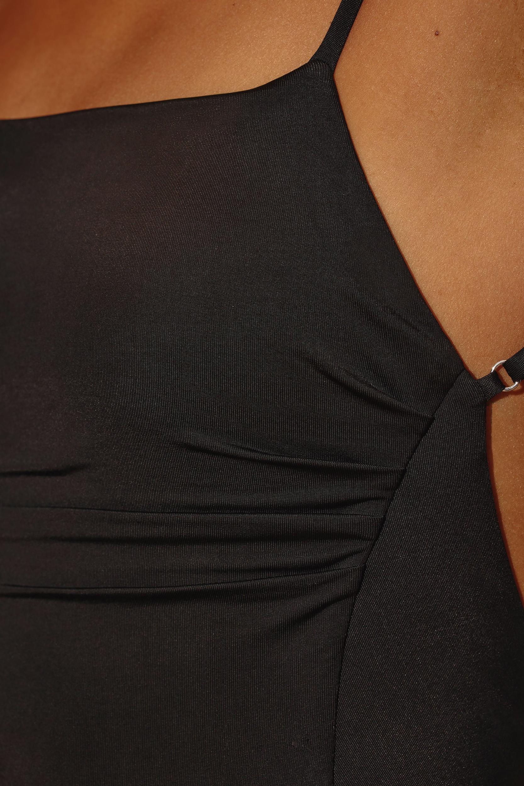 Ruched Bodycon Maxi Dress in Black Product Image