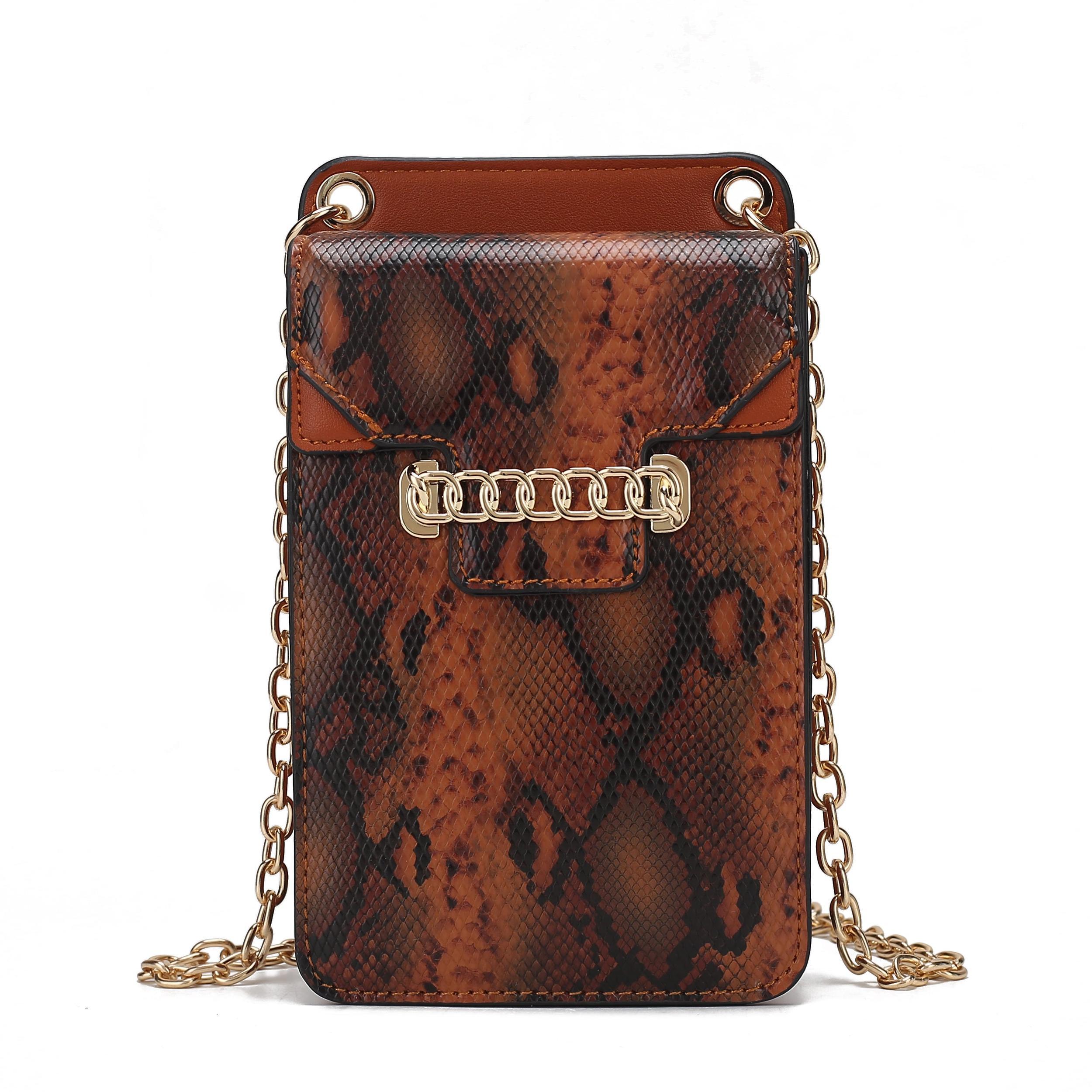MKF Collection Women's Yael Snake Embossed Vegan Leather Women's Phone Crossbody Handbag Female Product Image