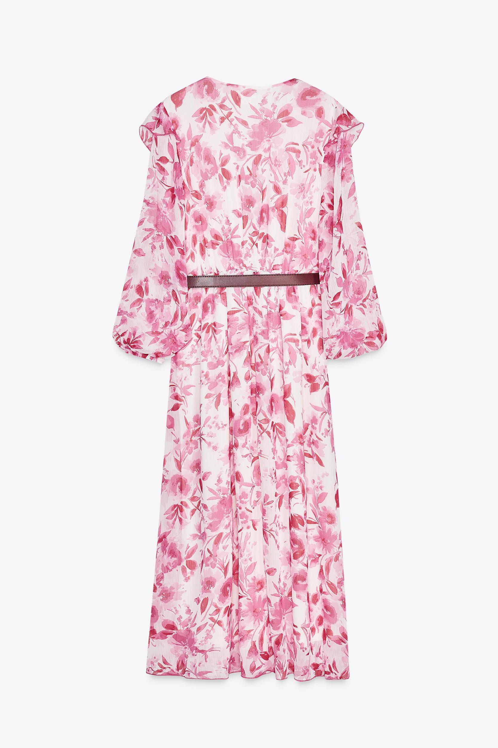 BELTED PRINTED MIDI DRESS Product Image