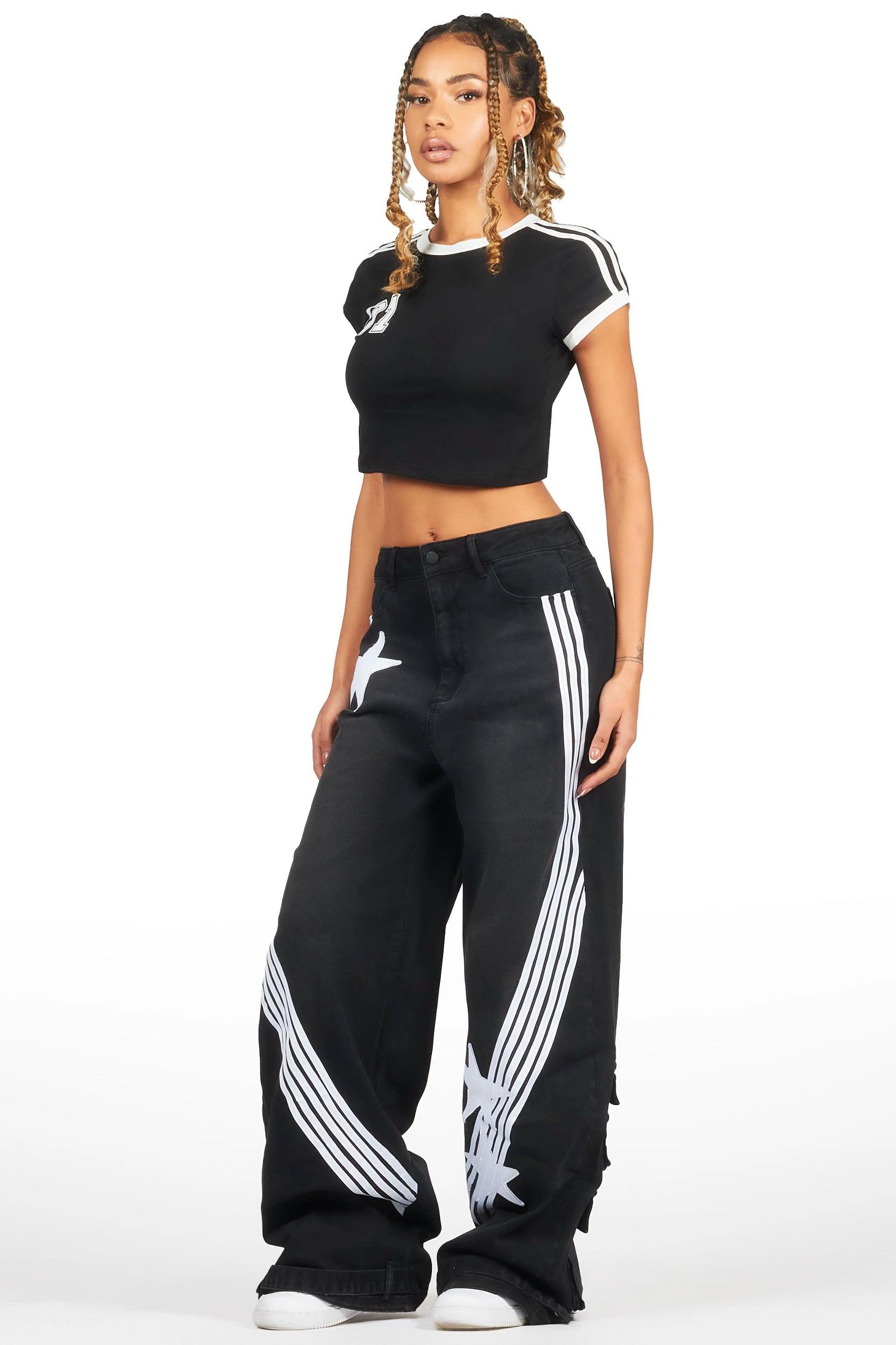 Jeanine Black Crop T-Shirt Female Product Image