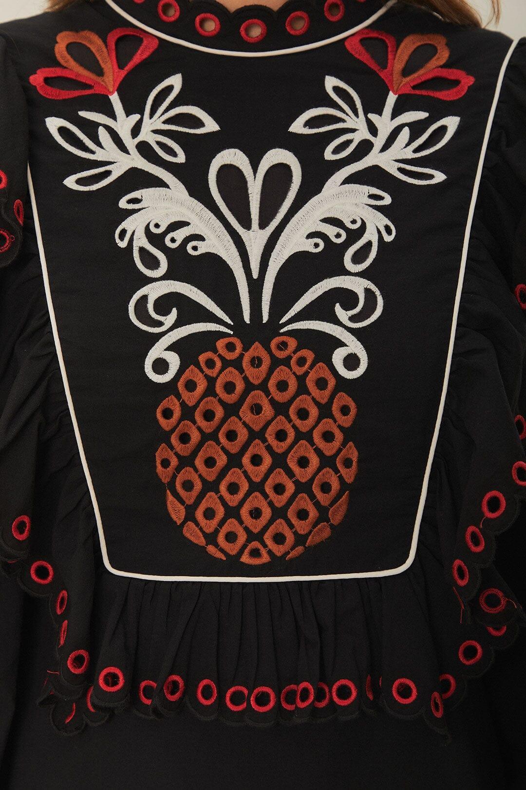 Cashew Mandala Richilieu Long Sleeve Maxi Dress, CASHEW MANDALA BLACK / S Product Image