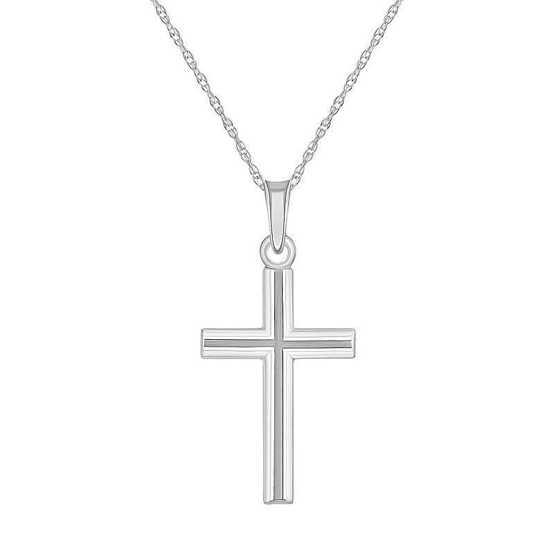14k Gold Linear-Accent Cross Pendant Necklace, Women's, Size: 18" Product Image