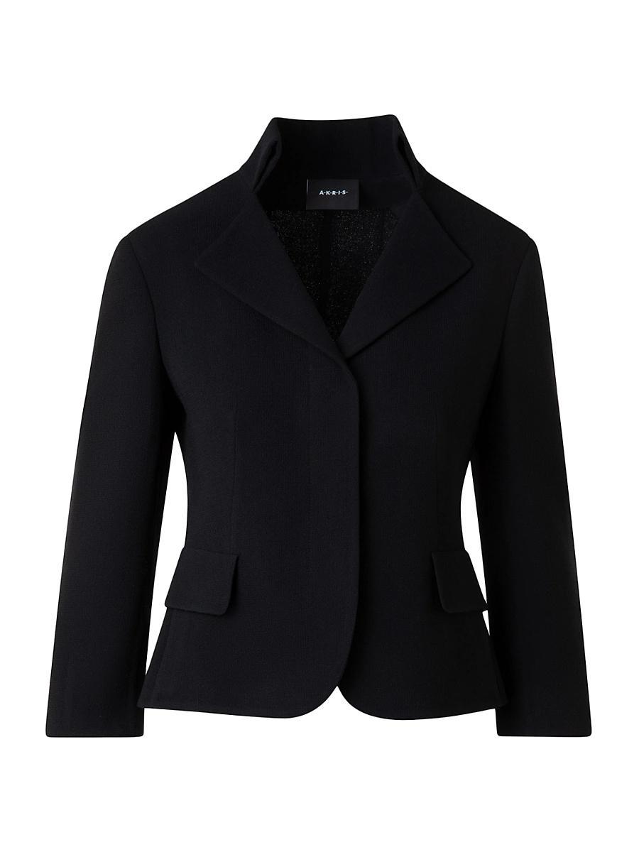 Womens Amber Crepe Crop Button-Front Jacket Product Image