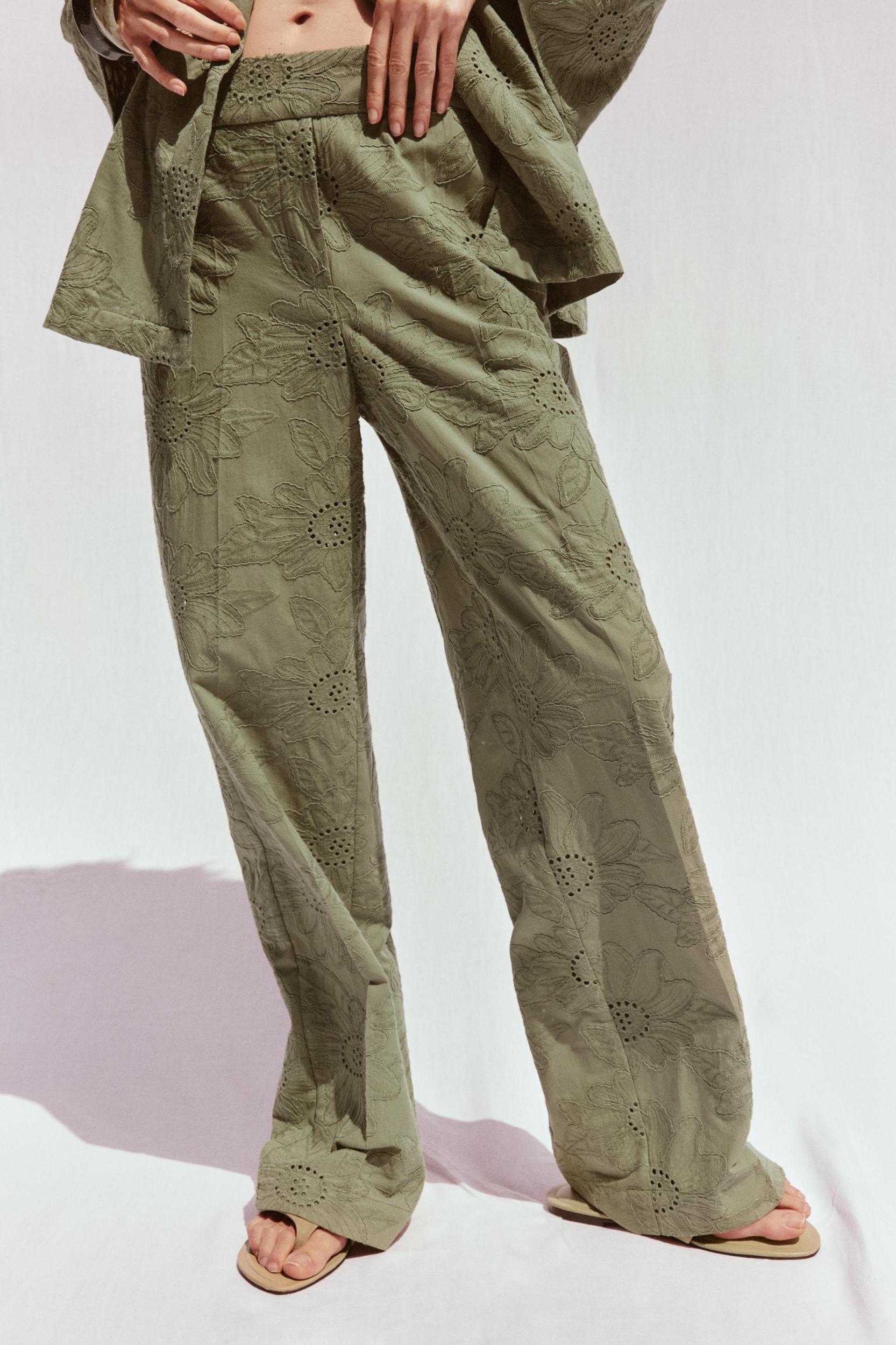 STRAIGHT LEG PANTS WITH OPENWORK EMBROIDERY Product Image