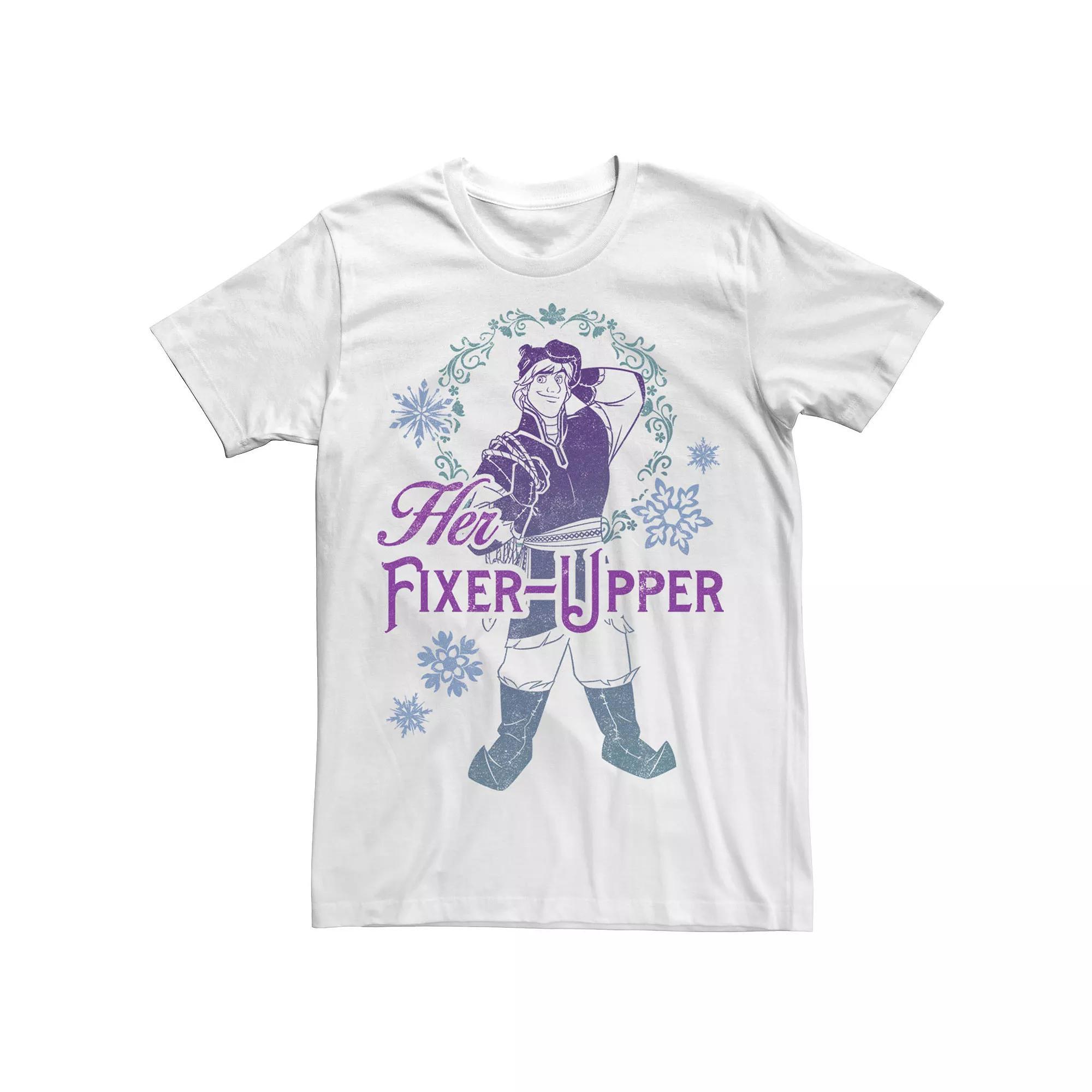 Disney's Frozen Kristoff Men's "Her Fixer-Upper" Gradient Portrait Tee, Size: XL, White Product Image