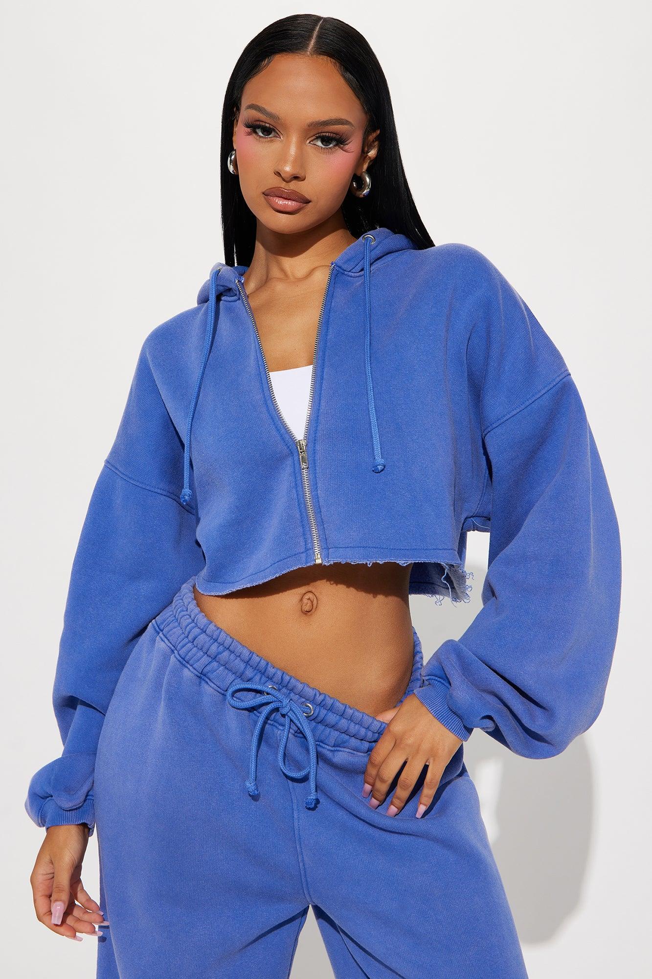 On The Go Fleece Pant Set - Blue Product Image
