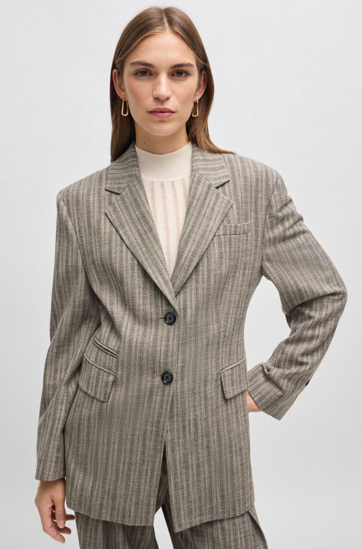 Slim-fit jacket in striped stretch cloth Product Image