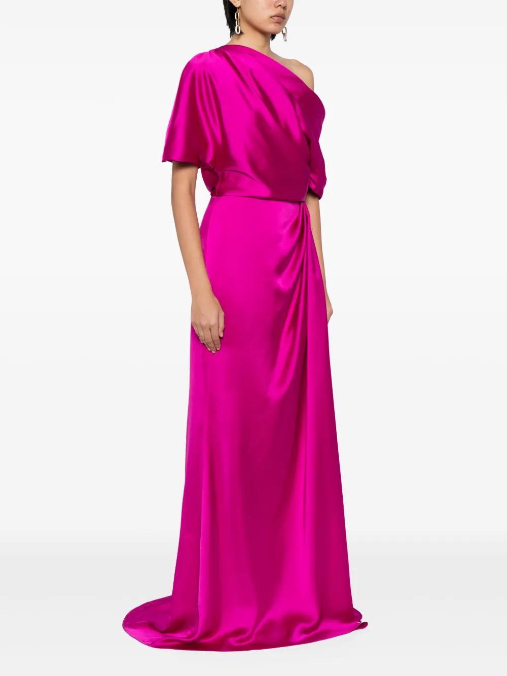 off-shoulder draped-detail gown Product Image