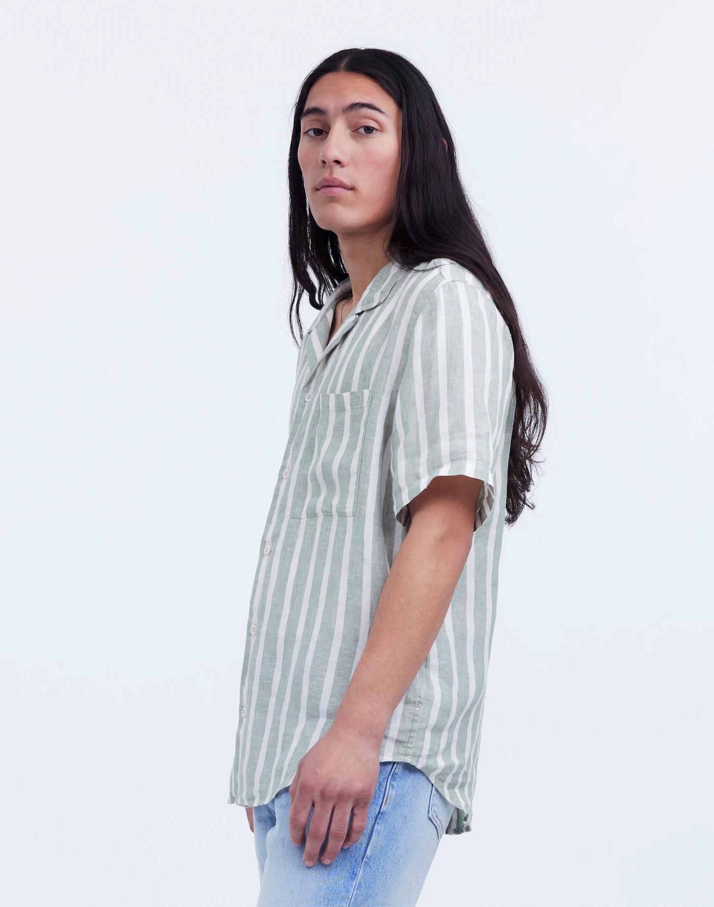 Linen Easy Short-Sleeve Shirt in Print Product Image
