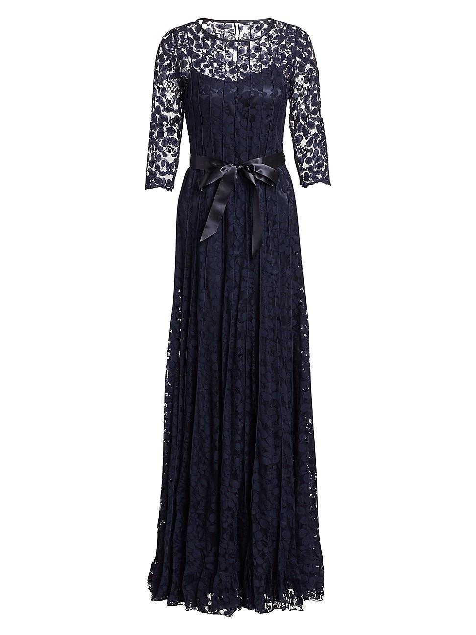 3/4-Sleeve Lace Overlay Gown Product Image