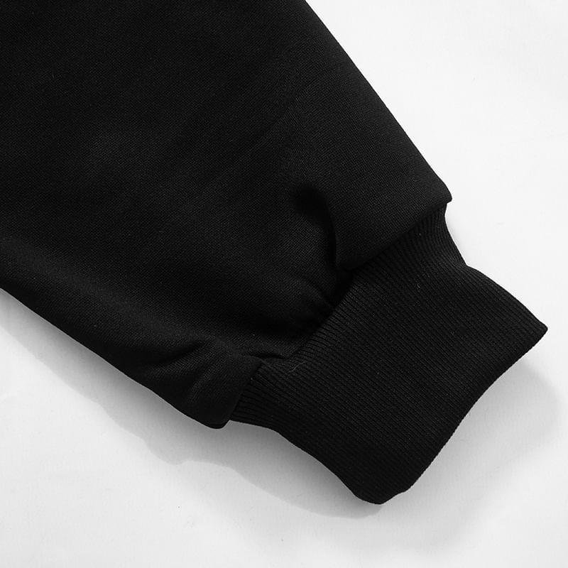 Plain Zip-Up Crop Hoodie Product Image