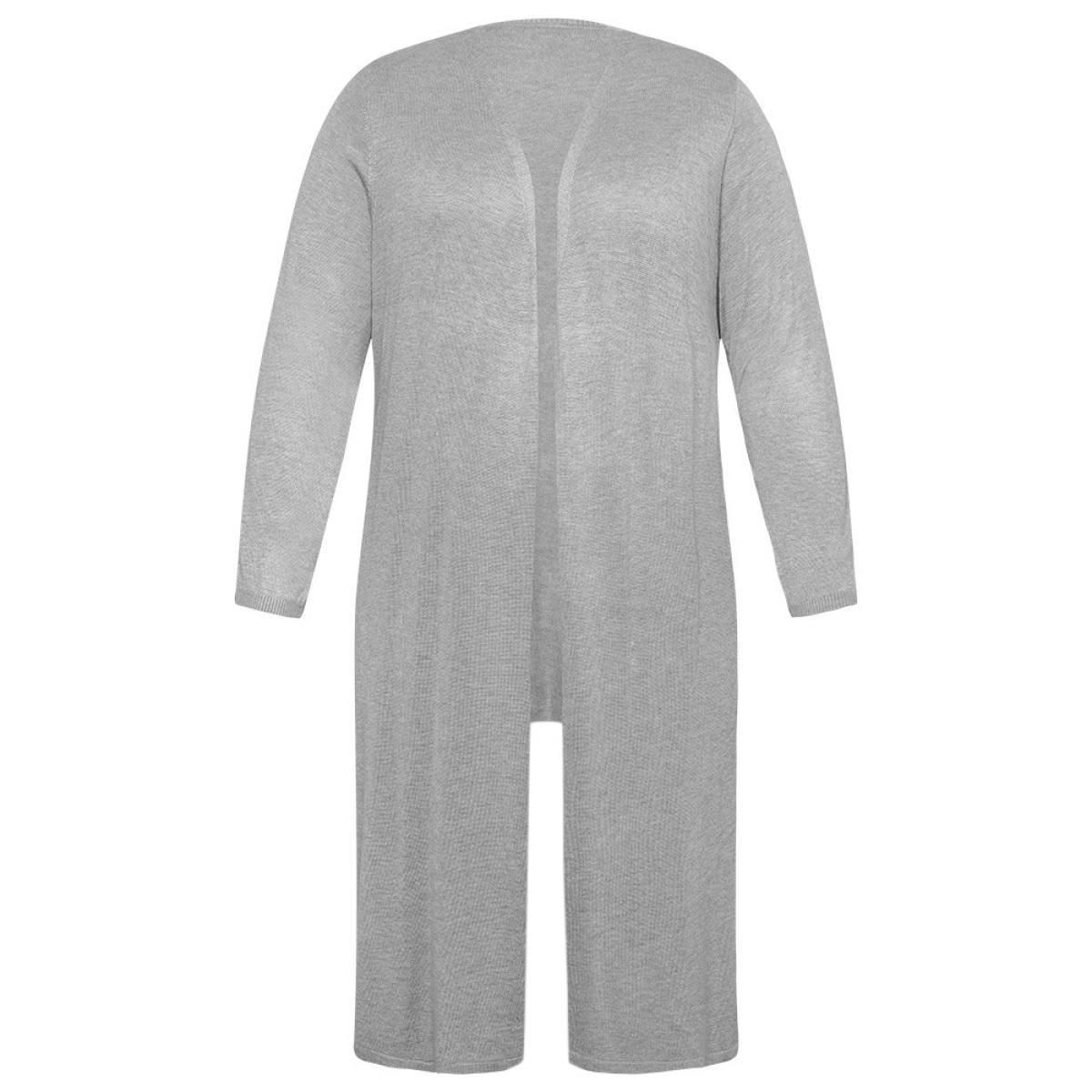 Plus Size Supersoft Essentials Plain Bowknot Front Supersoft Cardigan Gray Women Casual Loose Long Sleeve Everyday Cardigans BloomChic 26/4X Product Image