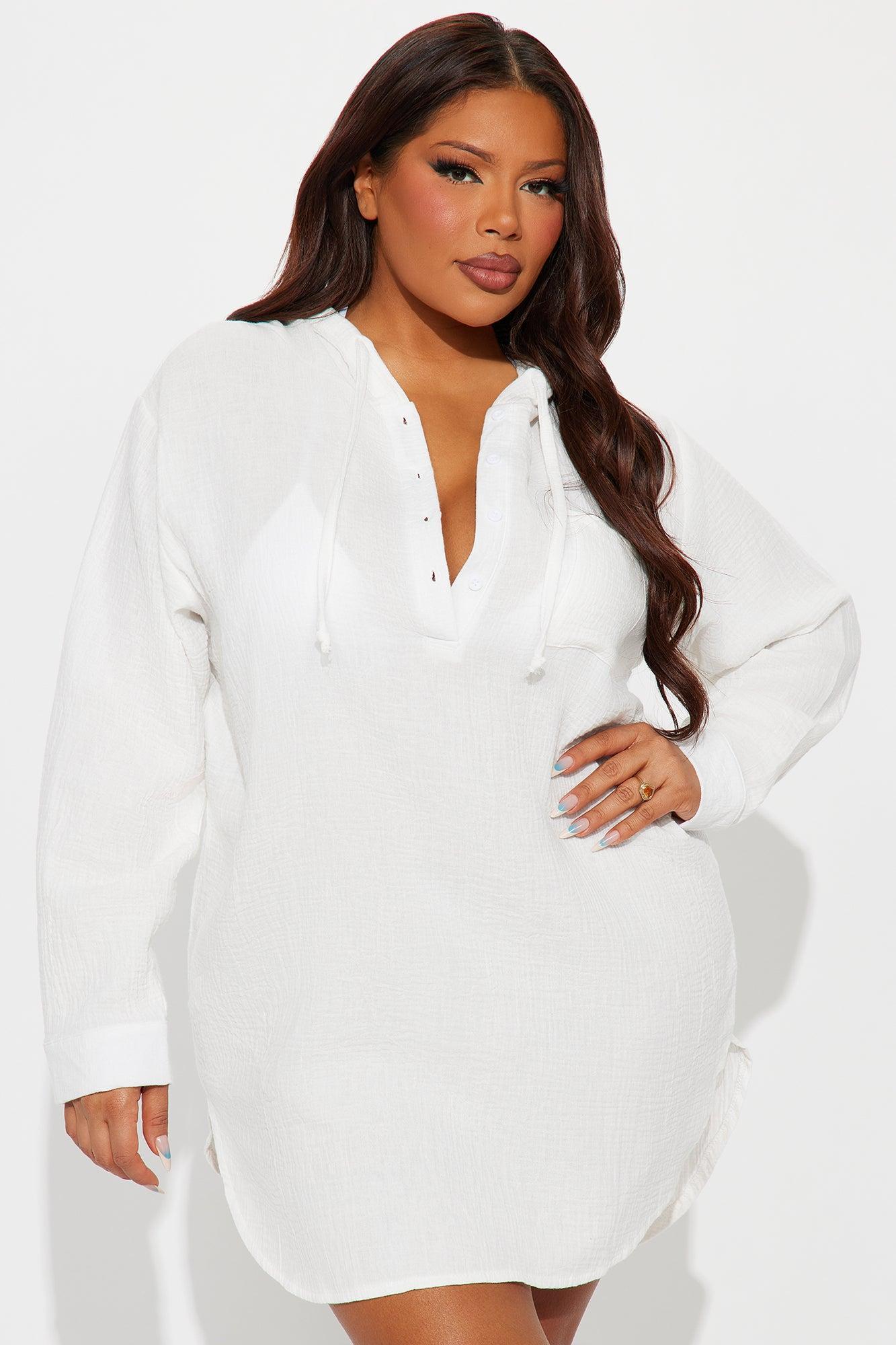 Keep it Simple Hooded Gauze Cover Up - White Product Image