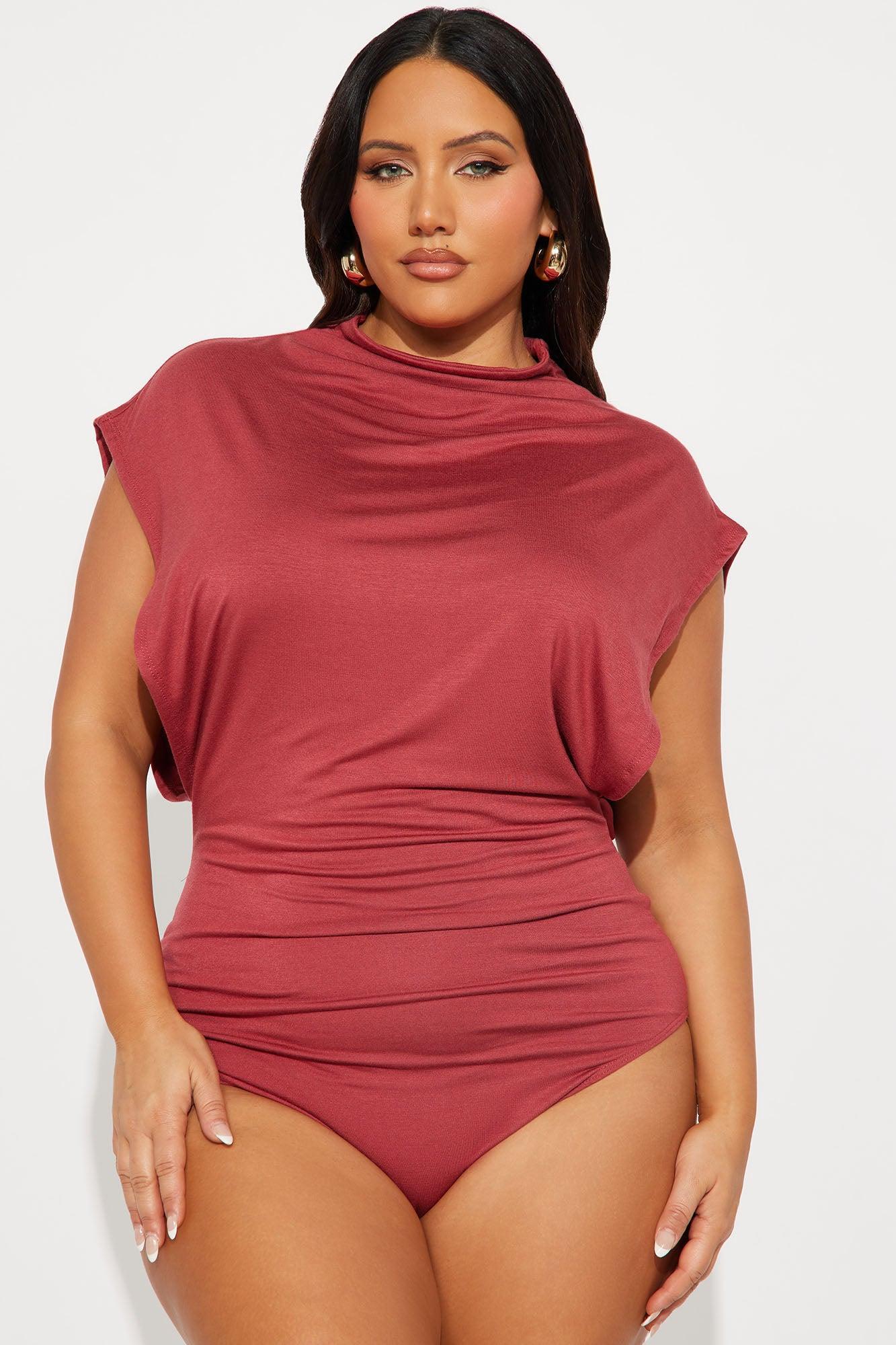 Audra Double Lined Turtle Neck Bodysuit - Rust Product Image
