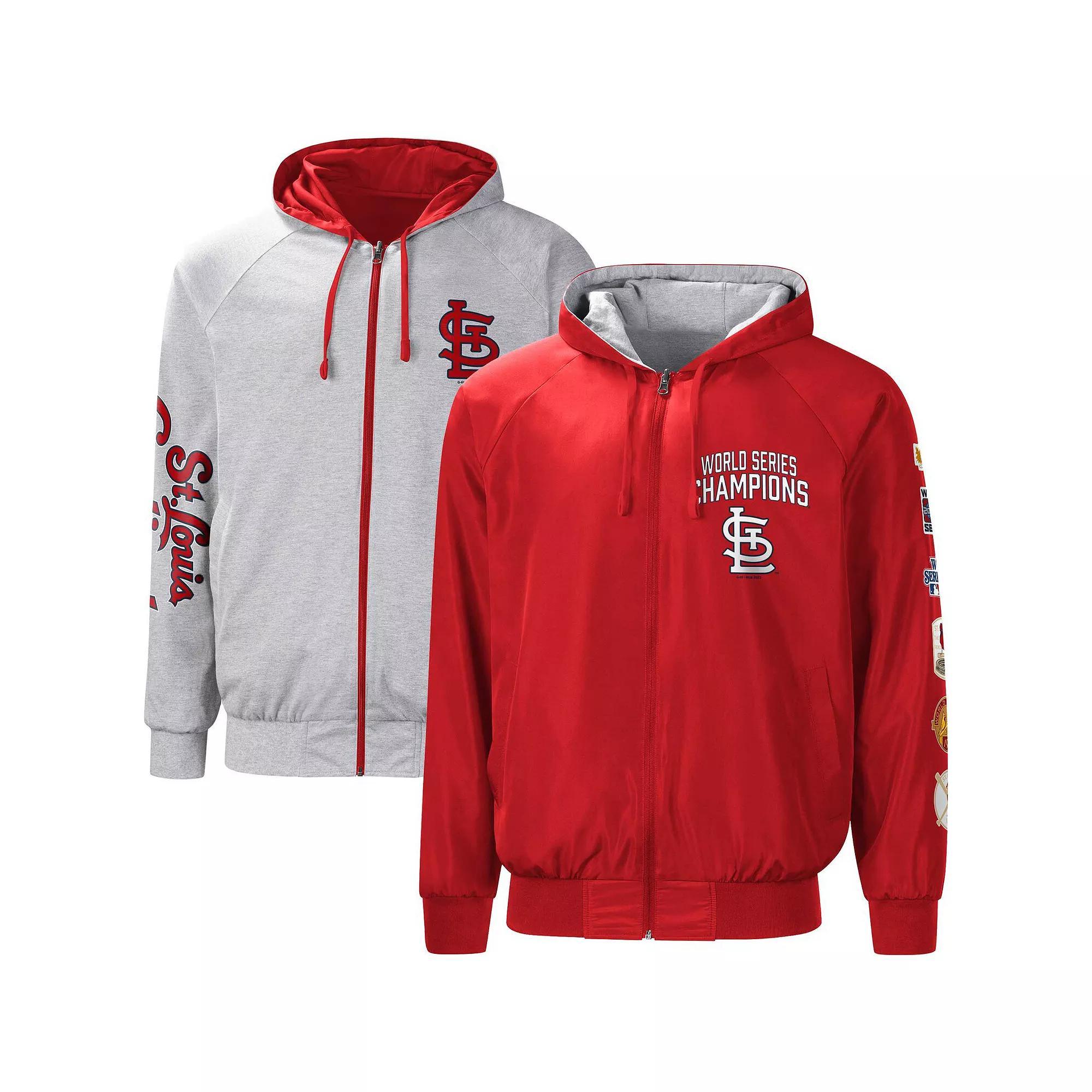 Men's G-III Sports by Carl Banks Red/Gray St. Louis Cardinals Southpaw Reversible Raglan Hooded Full-Zip Jacket, Size: Small Product Image