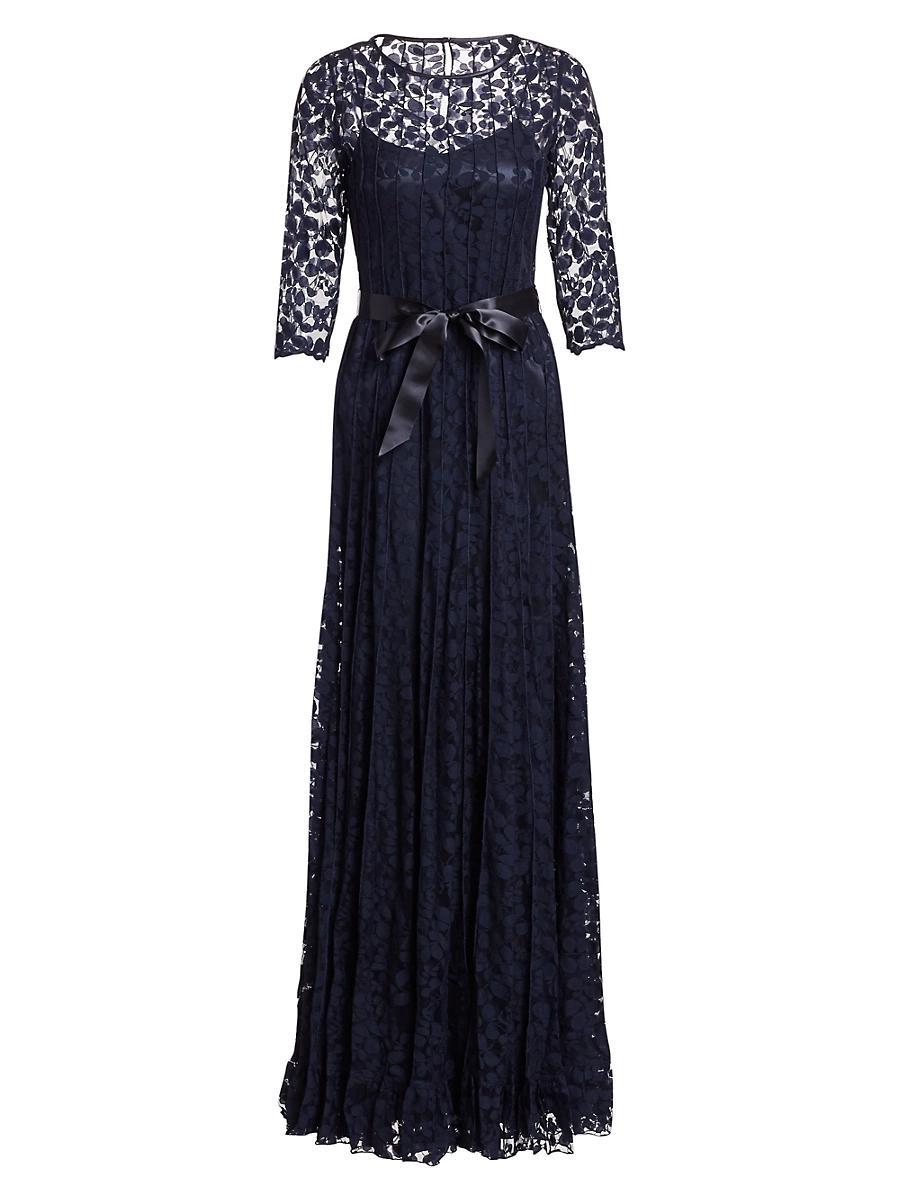3/4-Sleeve Lace Overlay Gown Product Image