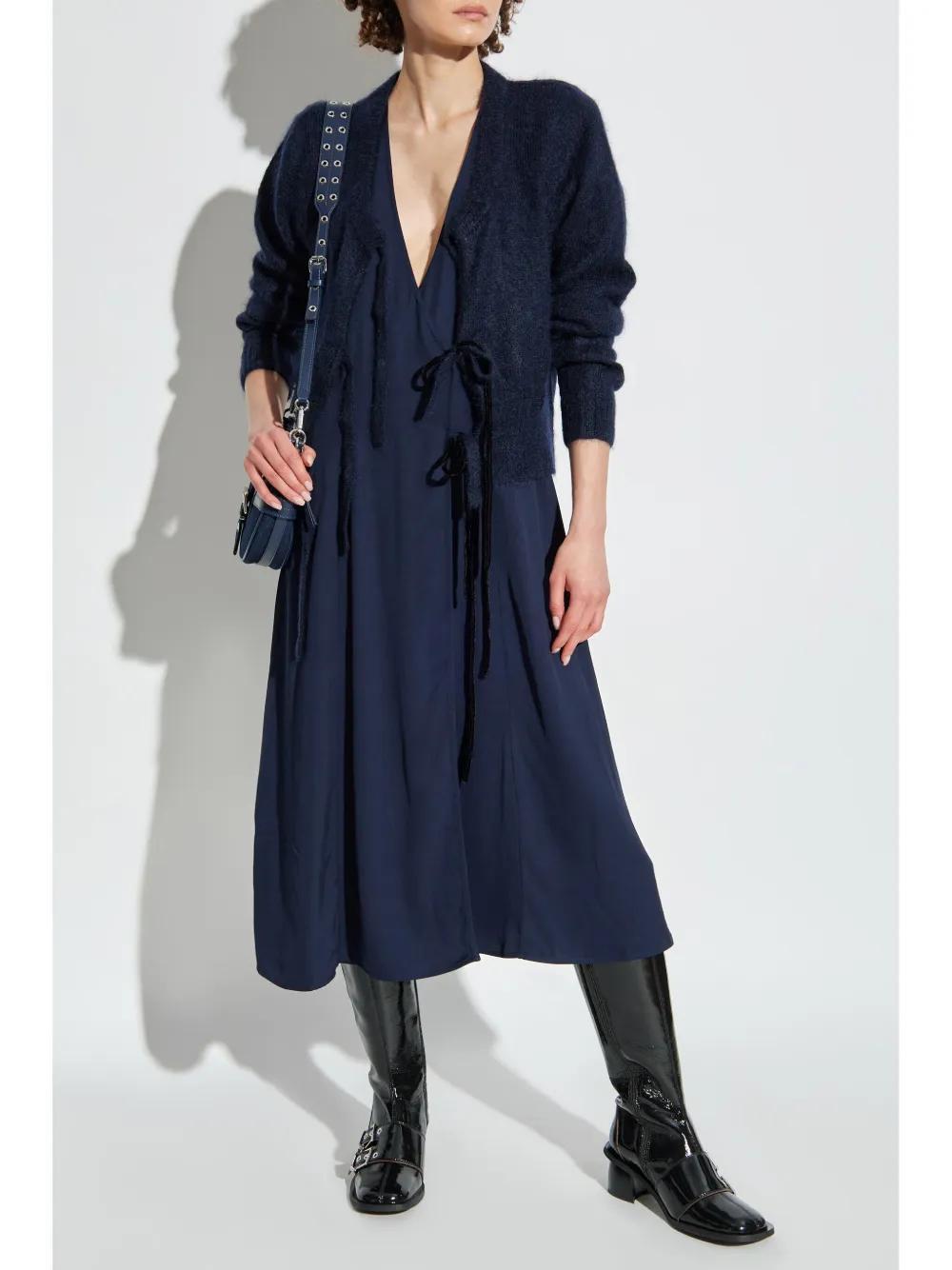 wrap twill midi dress Product Image