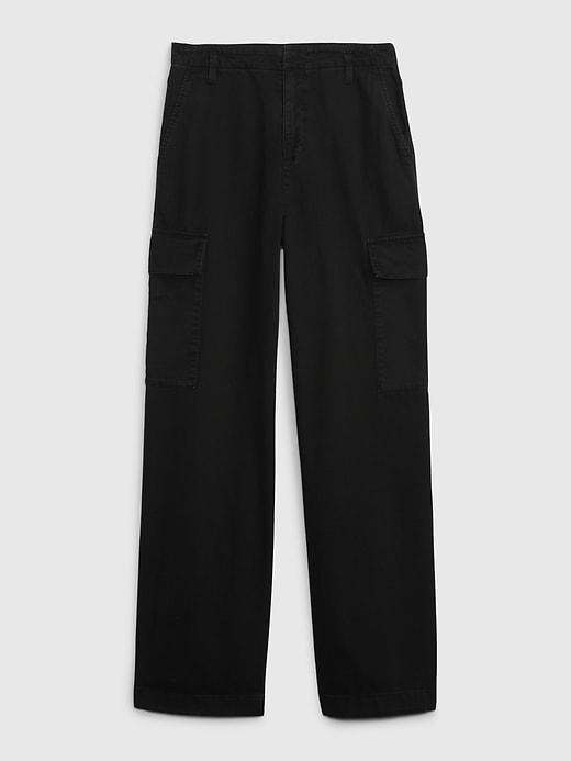 Mid Rise Loose Khaki Cargo Pants Product Image