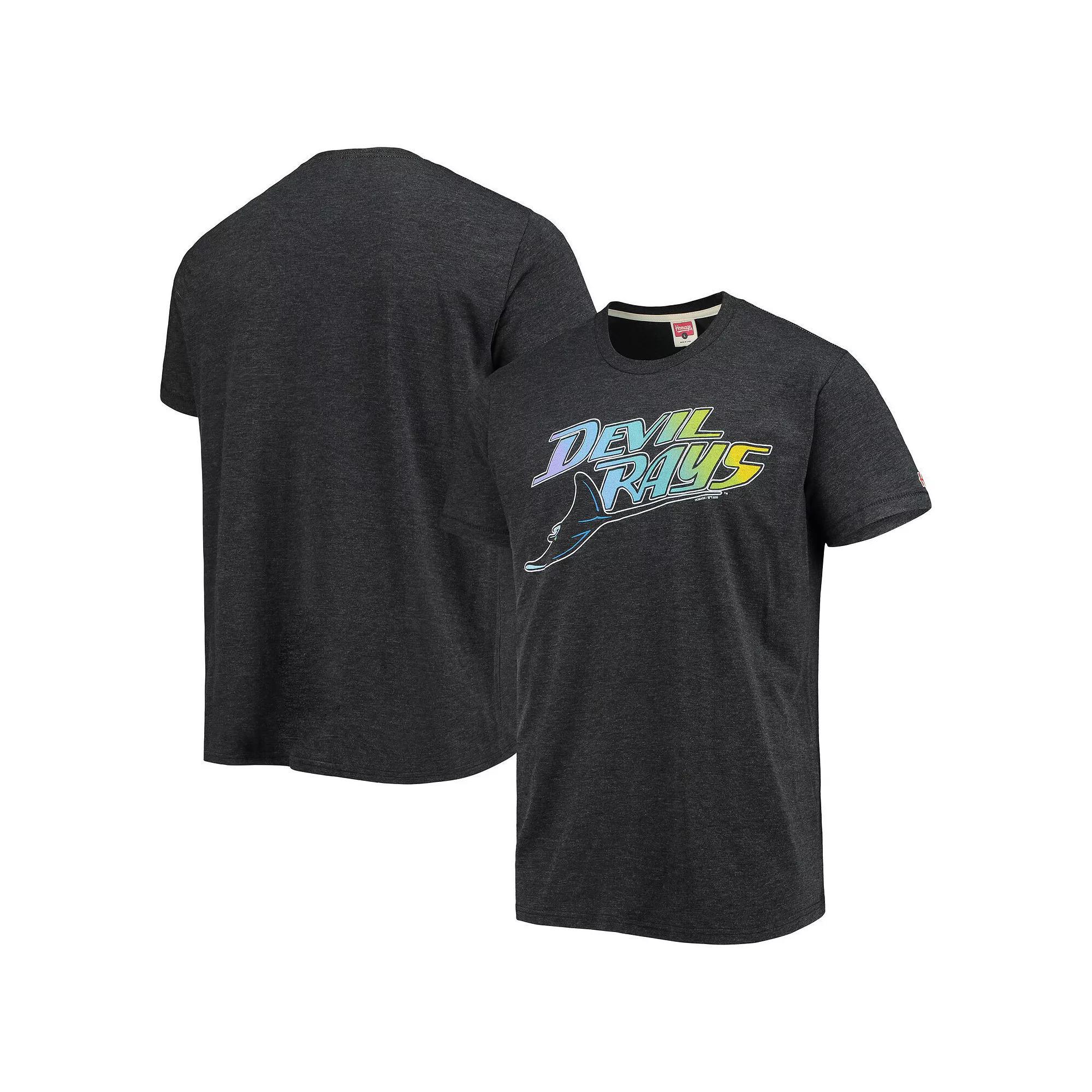 Men's Homage Heathered Charcoal Tampa Bay Rays Hand-Drawn Logo Tri-Blend T-Shirt, Size: XL Product Image