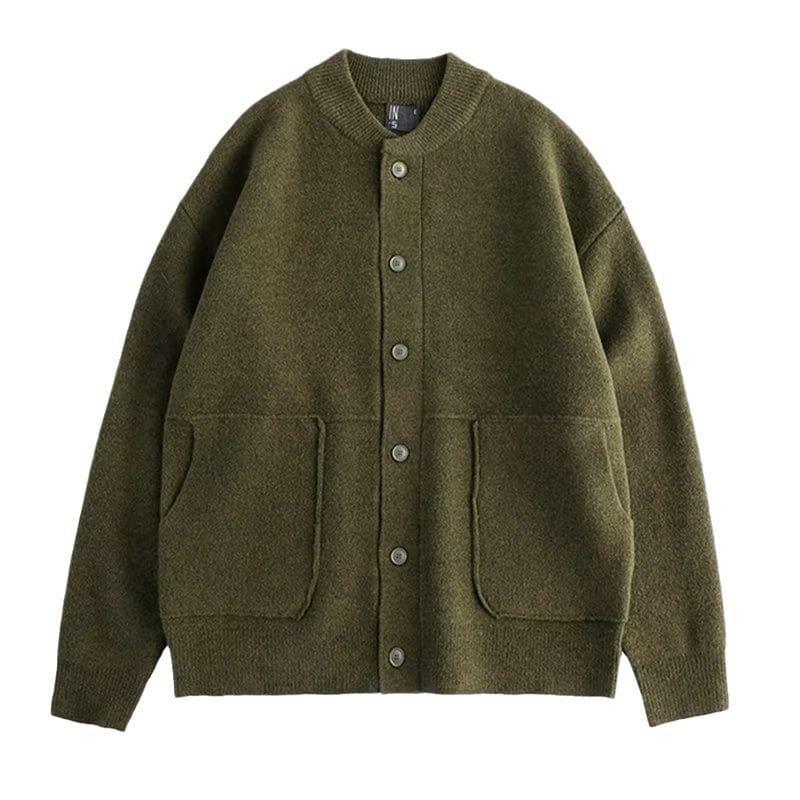 Round Neck Plain Cardigan Product Image