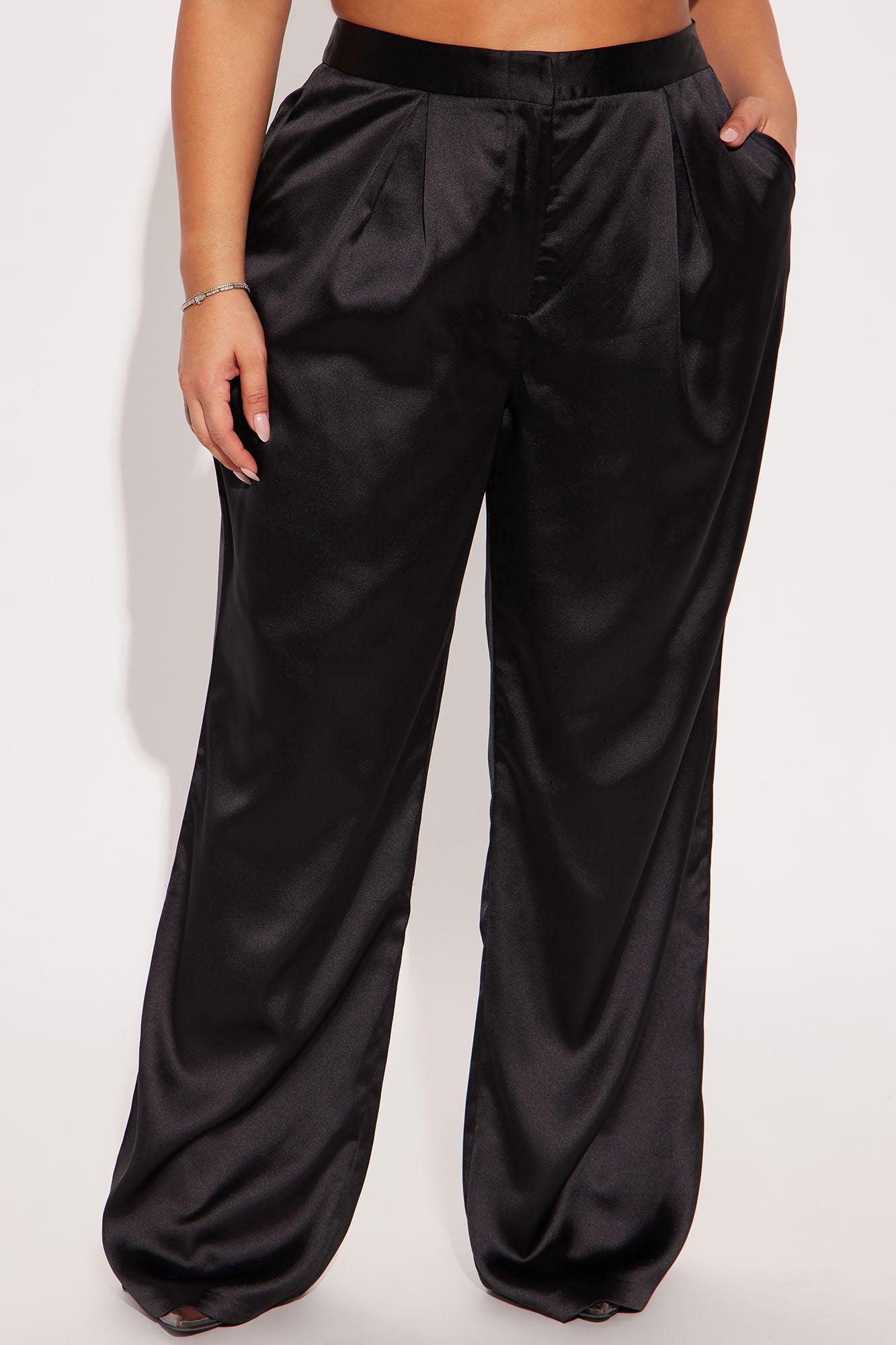 Ella Satin Trouser - Black Product Image
