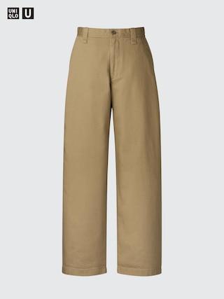 Mens Wide Chino Pants Brown 27 inch UNIQLO US Product Image