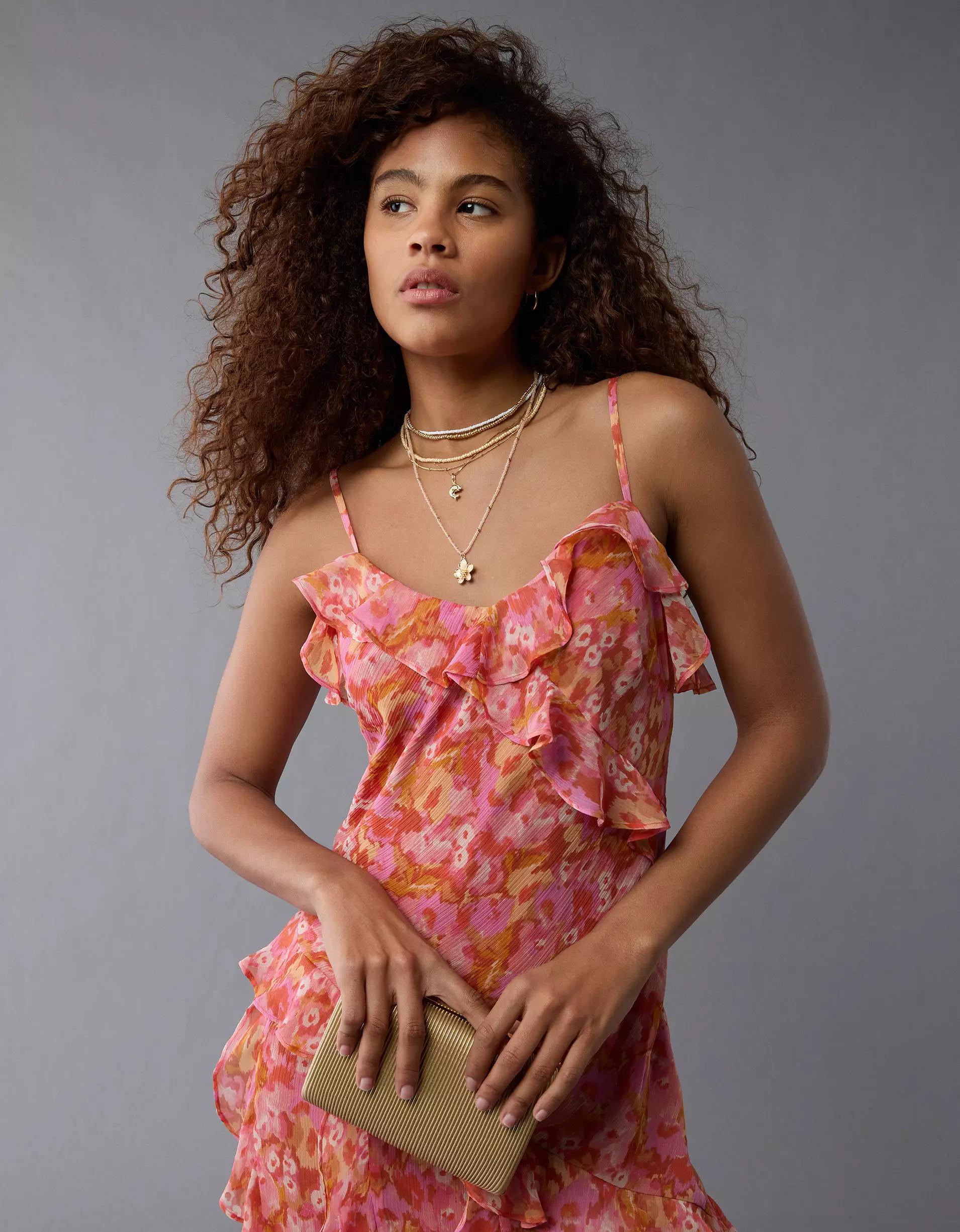 AE Ruffle Maxi Slip Dress Product Image