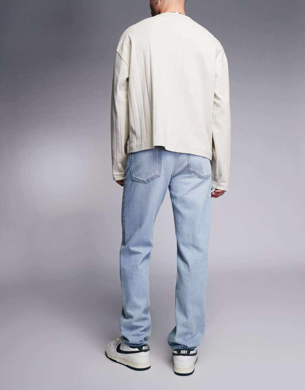 HUGO BLUE Jonah straight fit jeans in light wash blue Product Image